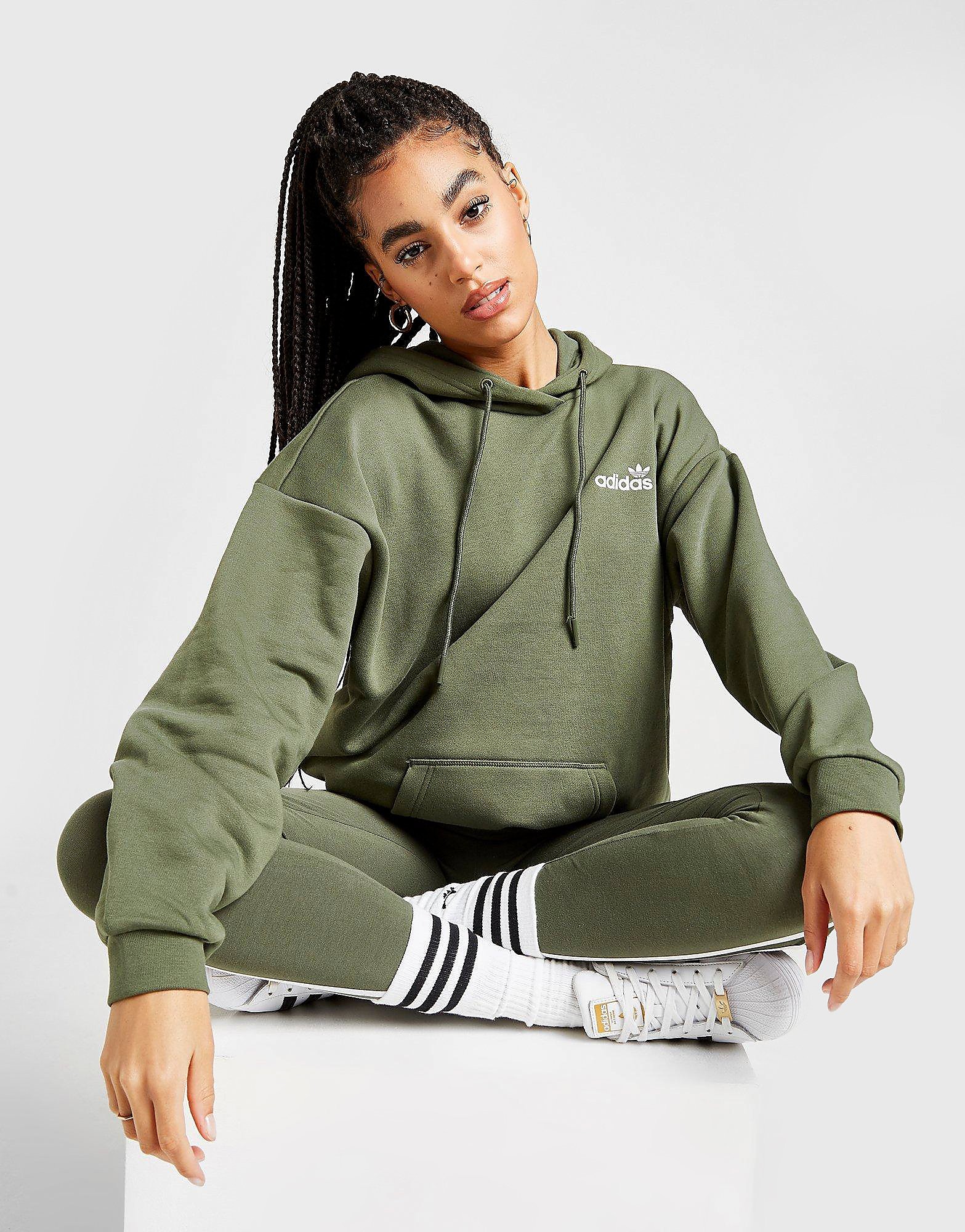 

adidas Originals Linear Fleece Overhead Hoodie - Green - Womens, Green