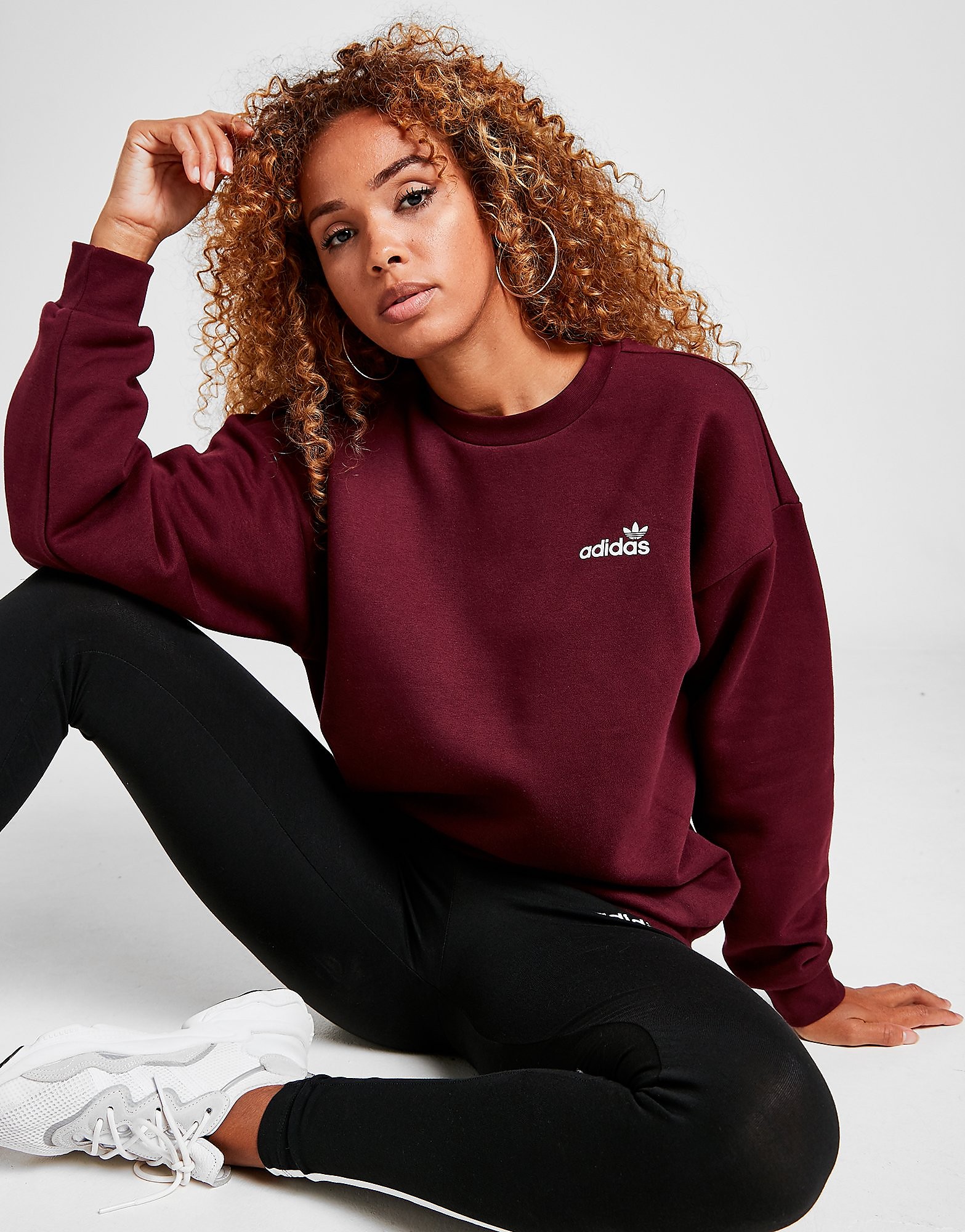 

adidas Originals Linear Fleece Crew Sweatshirt - PURPLE - Womens, PURPLE