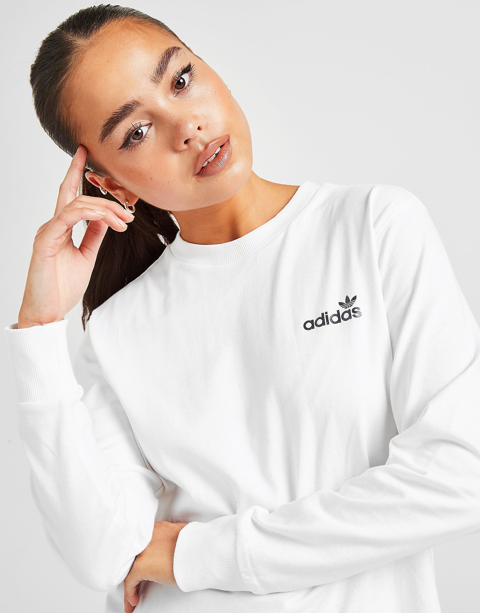 

adidas Originals Linear Glossy Long Sleeve T-Shirt - White/Black - Womens, White/Black