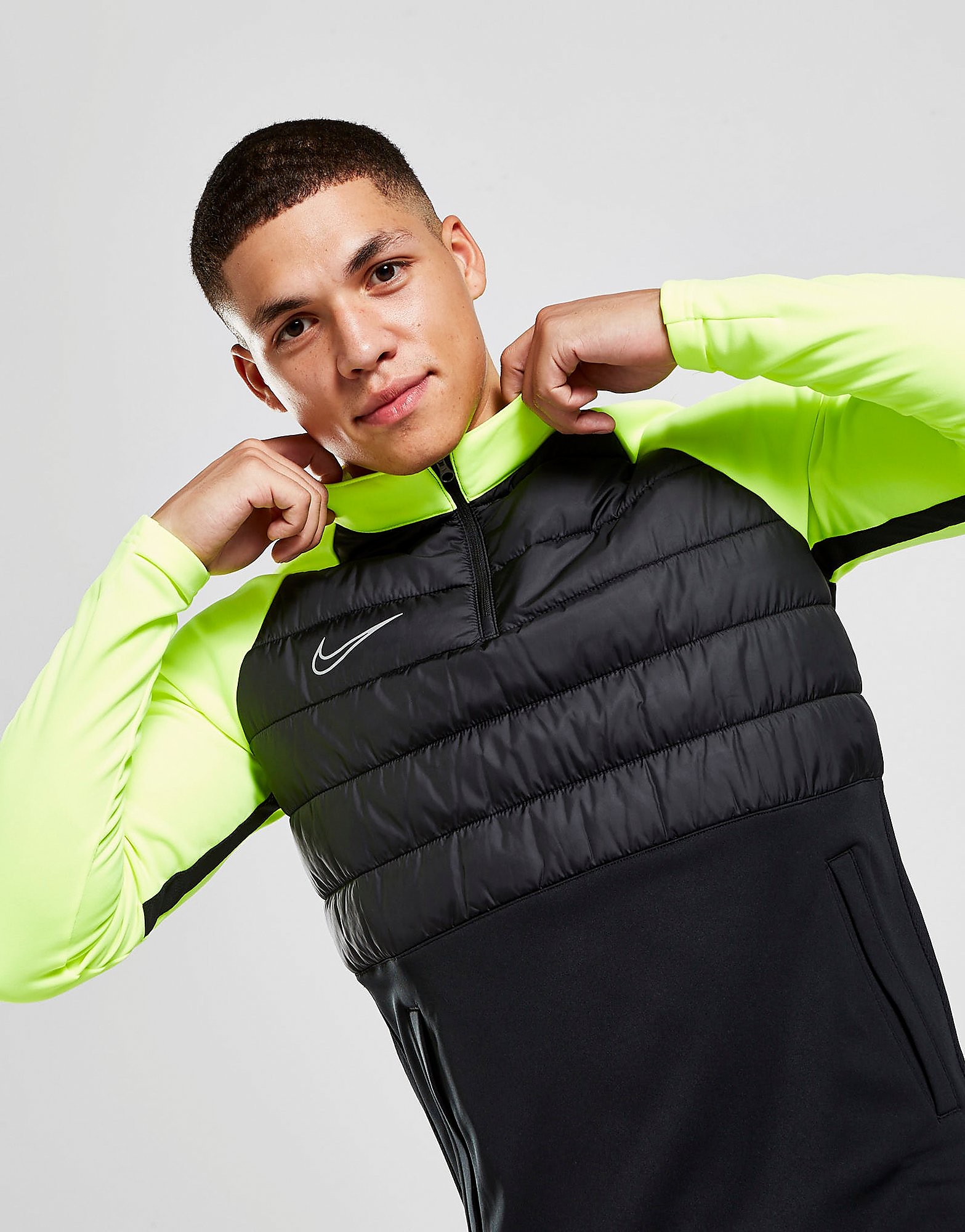 

Nike Academy Winter 1/4 Zip Top - Black/Volt/Black/Green - Mens, Black/Volt/Black/Green