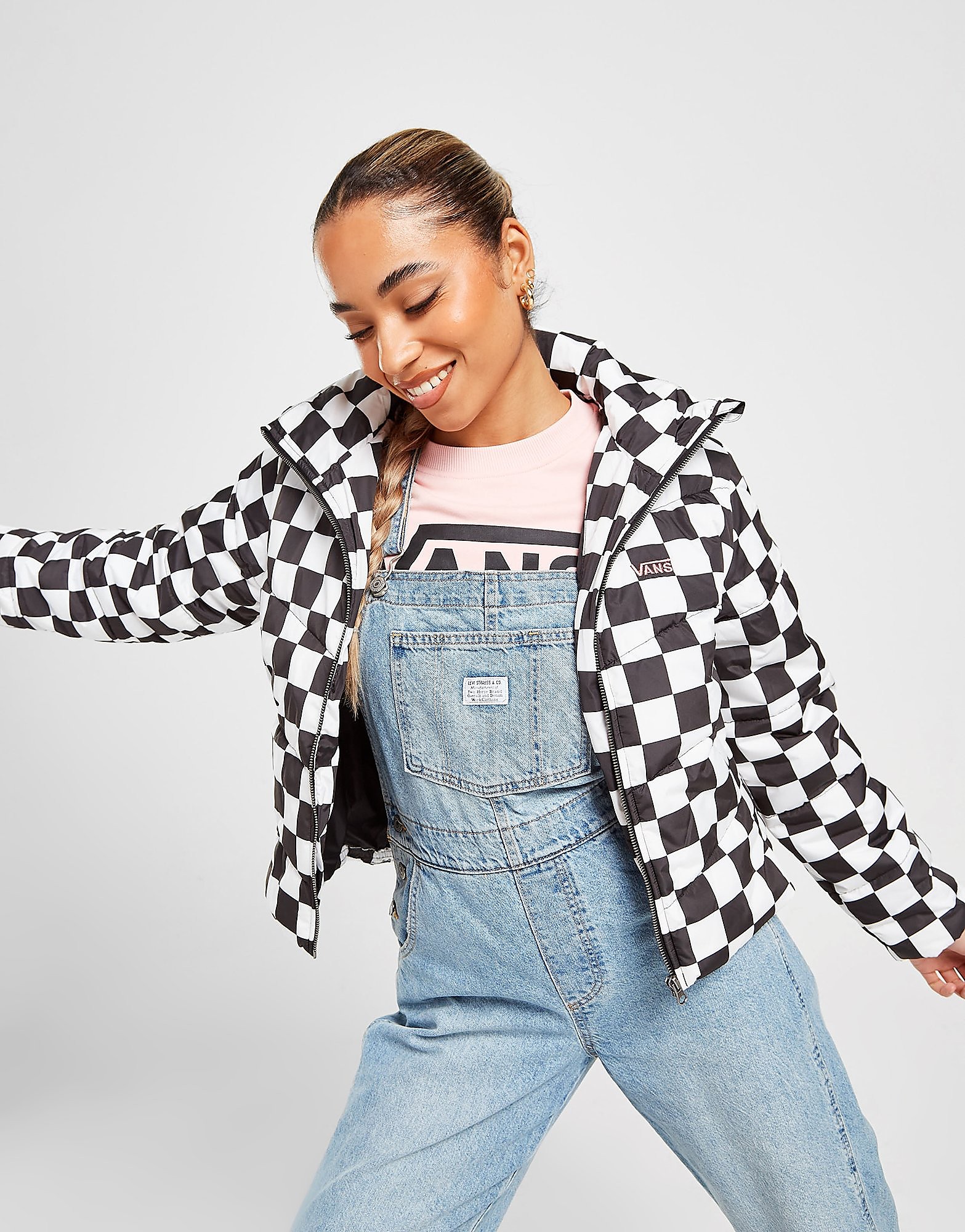 

Vans Checkerboard All Over Print Padded Jacket - Black - Womens, Black