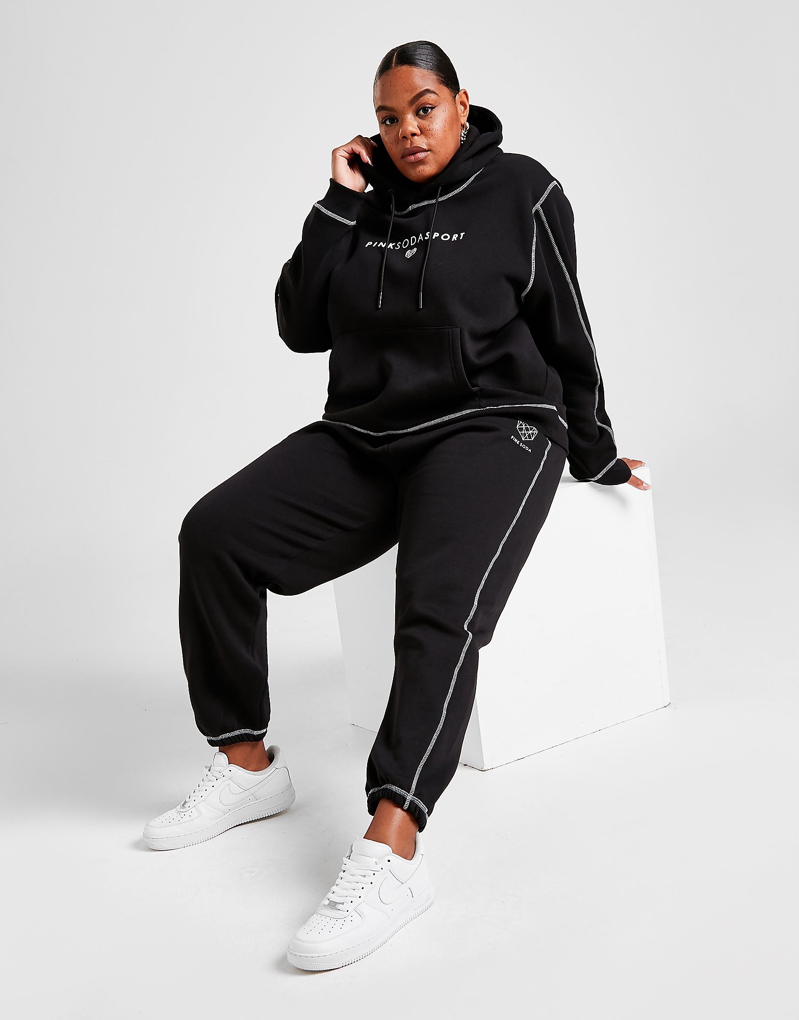 

Pink Soda Sport Stitch Plus Size Joggers - Only at JD - Black/White - Womens, Black/White