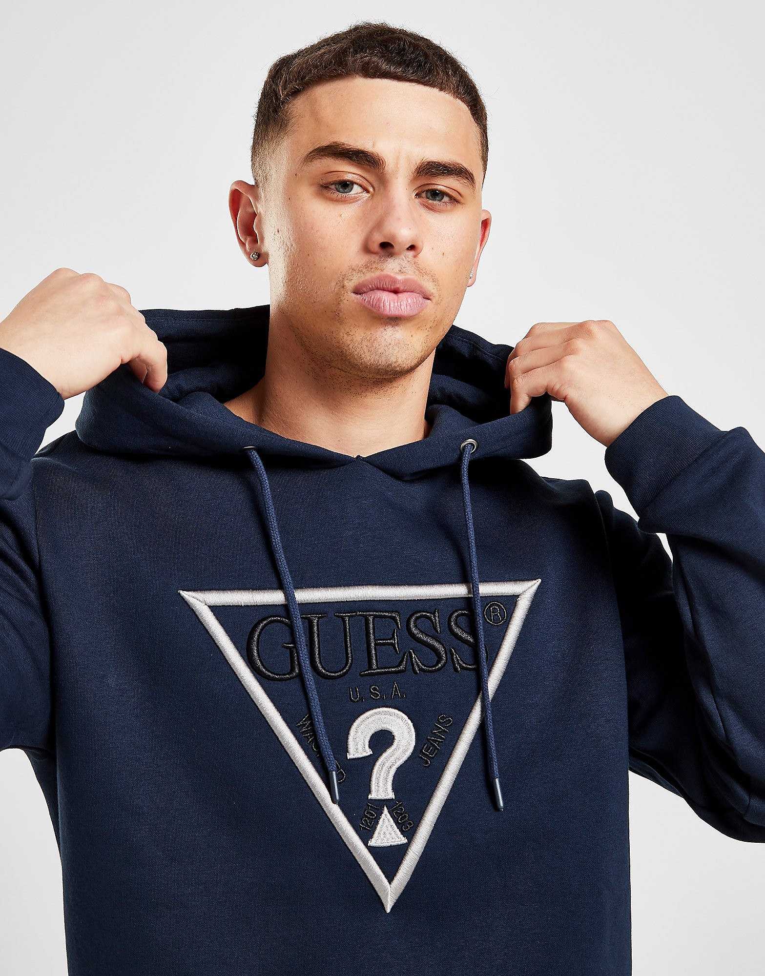 

GUESS High Build Triangle Overhead Hoodie - Only at JD - Blue - Mens, Blue