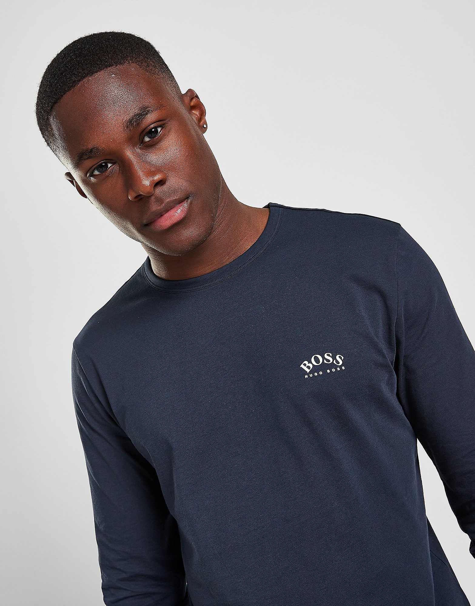 

BOSS Small Curve Logo Long Sleeve T-Shirt - Navy - Mens, Navy
