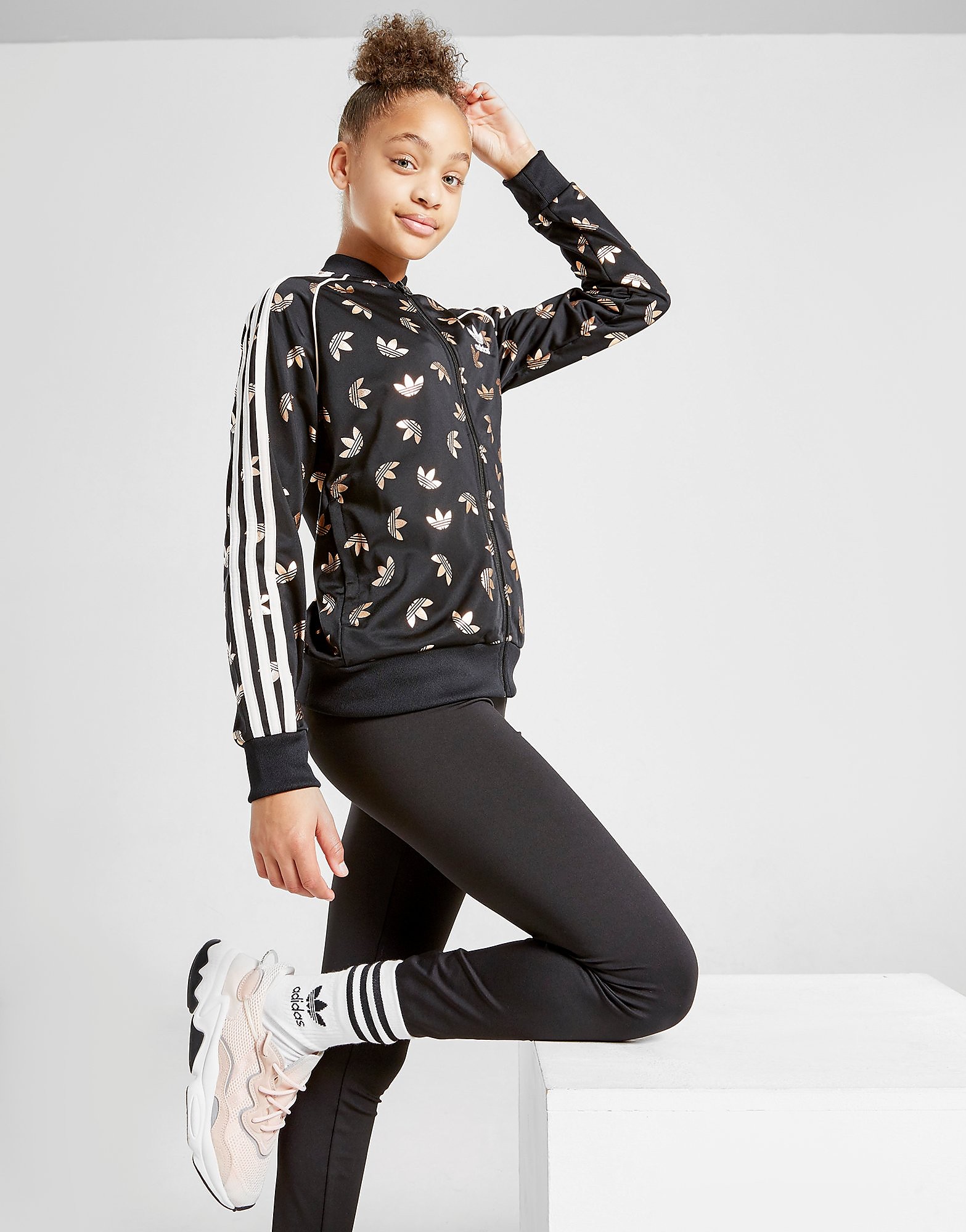 

adidas Originals Girls' SS All Over Print Track Top Junior - BLACK - Kids, BLACK