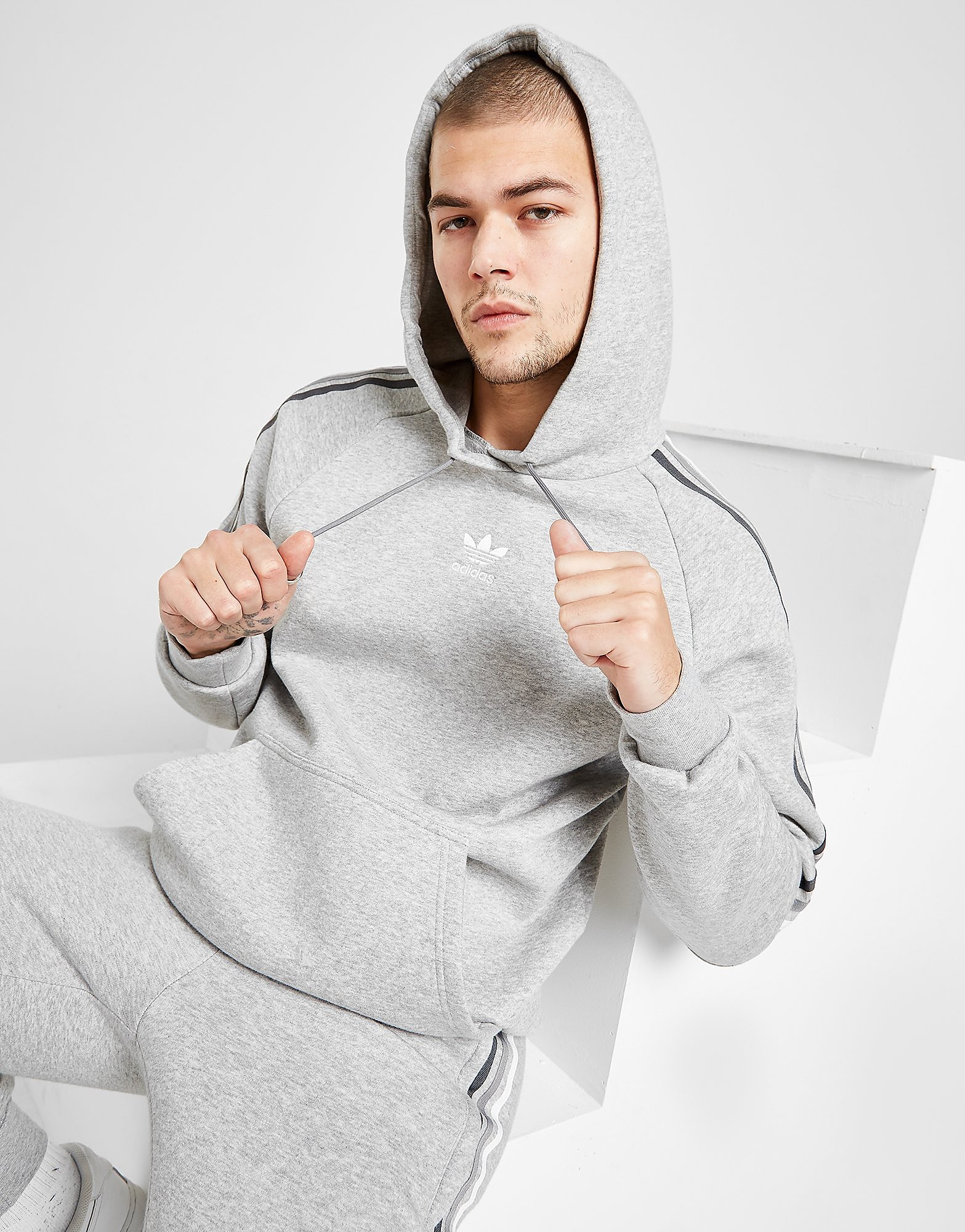 

adidas Originals Tri-Tone 3-Stripes Overhead Hoodie - Only at JD - Grey - Mens, Grey