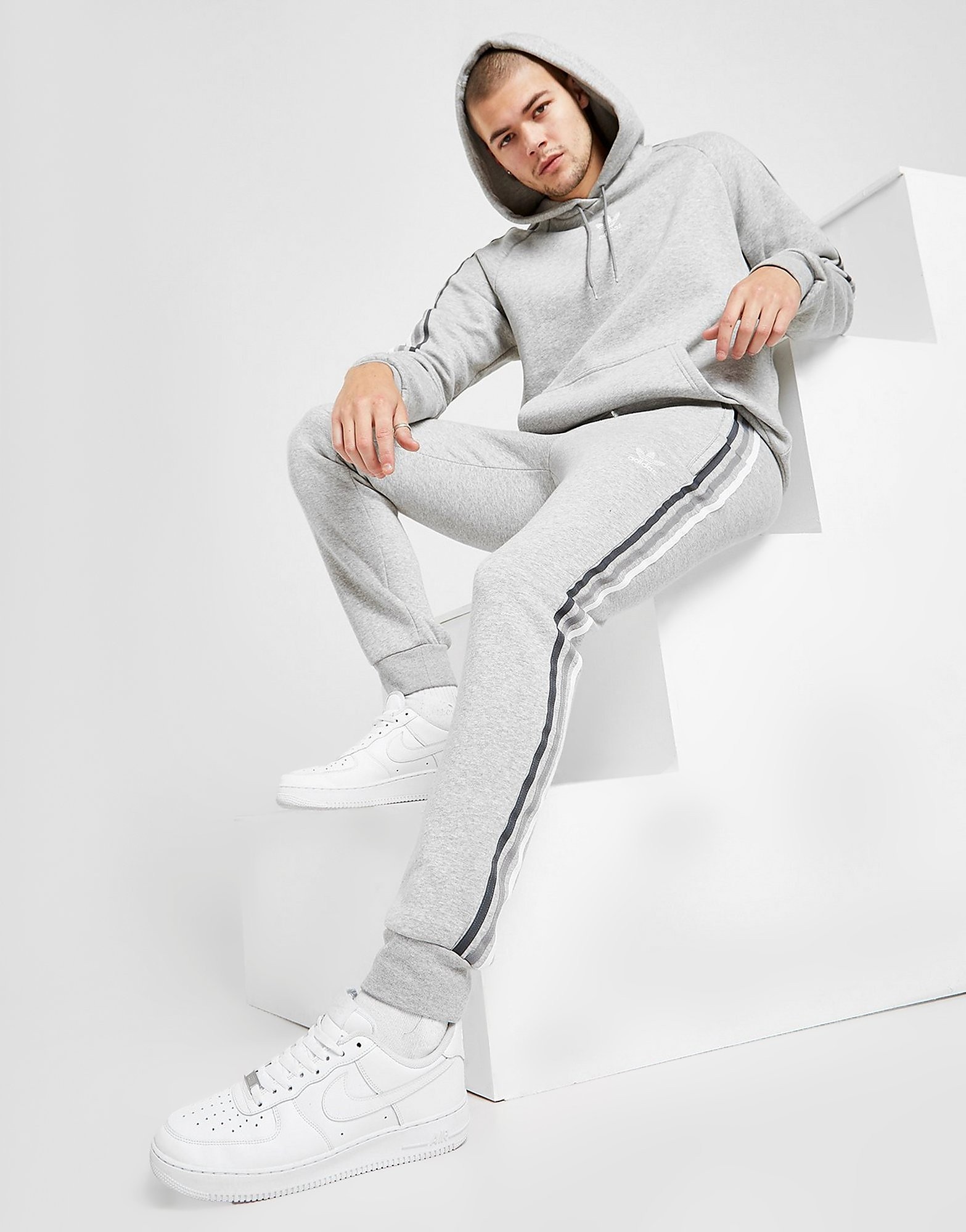 

adidas Originals Tri-Tone 3-Stripes Fleece Joggers - Only at JD - Grey - Mens, Grey