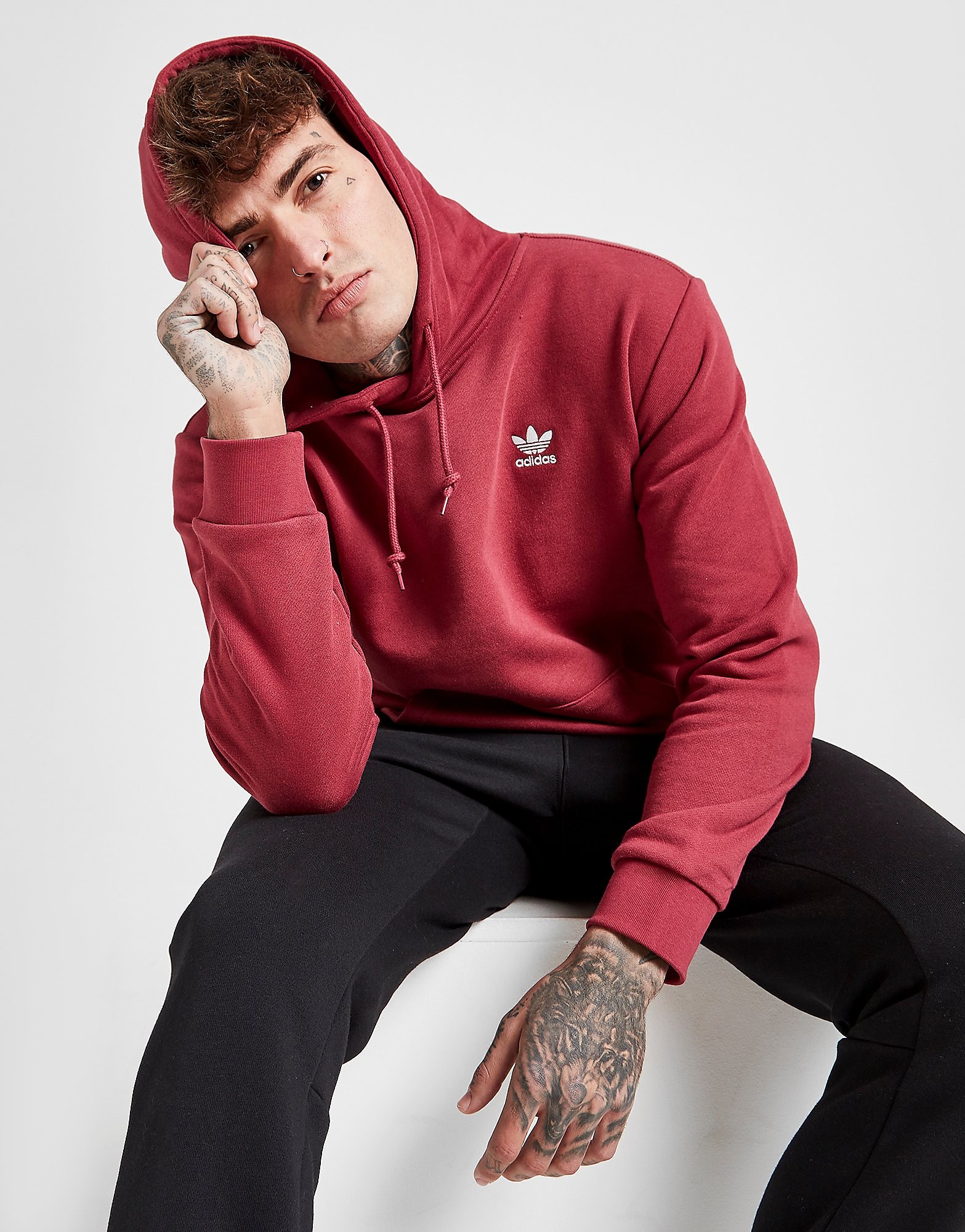 

adidas Originals Trefoil Essential Hoodie - Only at JD - Red - Mens, Red