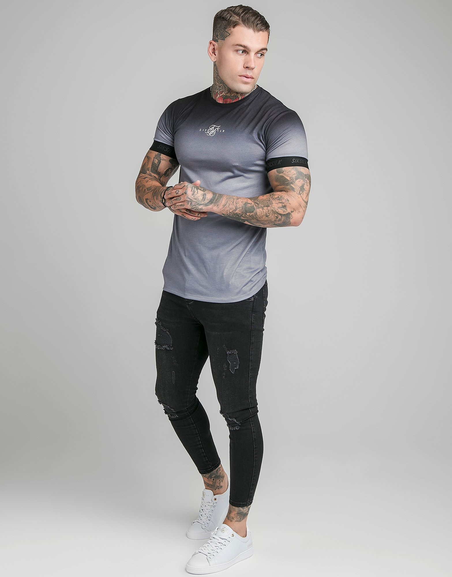 

SikSilk High Fade Tape T-Shirt - Only at JD - Grey - Mens, Grey