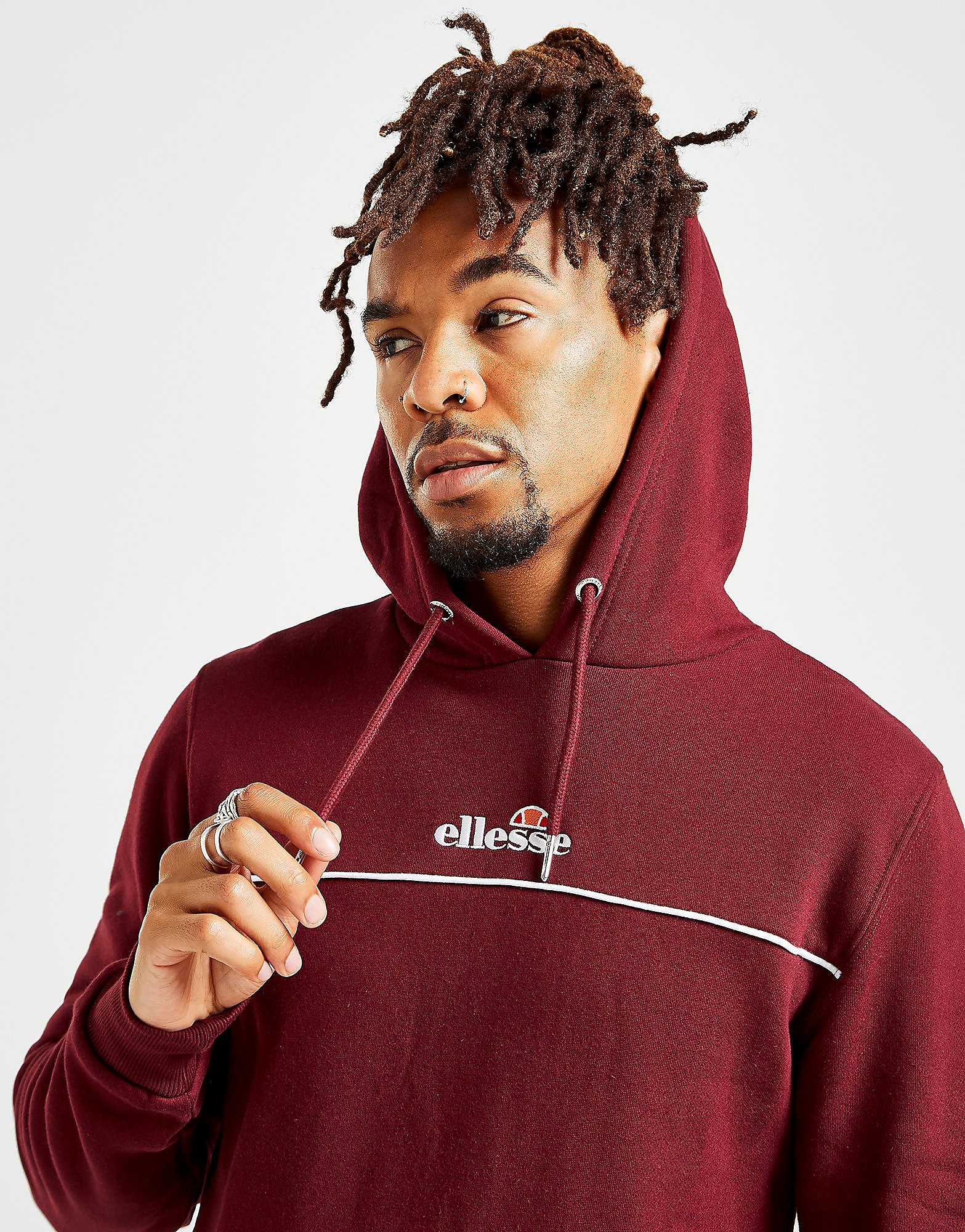 Ellesse Kasper Overhead Hoodie - Only at JD - Burgundy - Mens, Burgundy