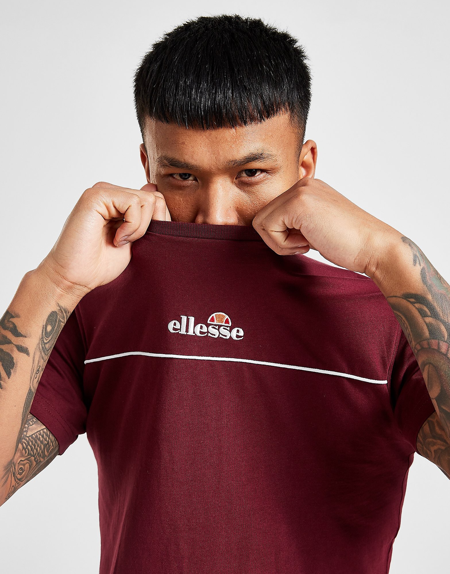 Ellesse Haydon T-Shirt - Only at JD - Burgundy/White - Mens, Burgundy/White