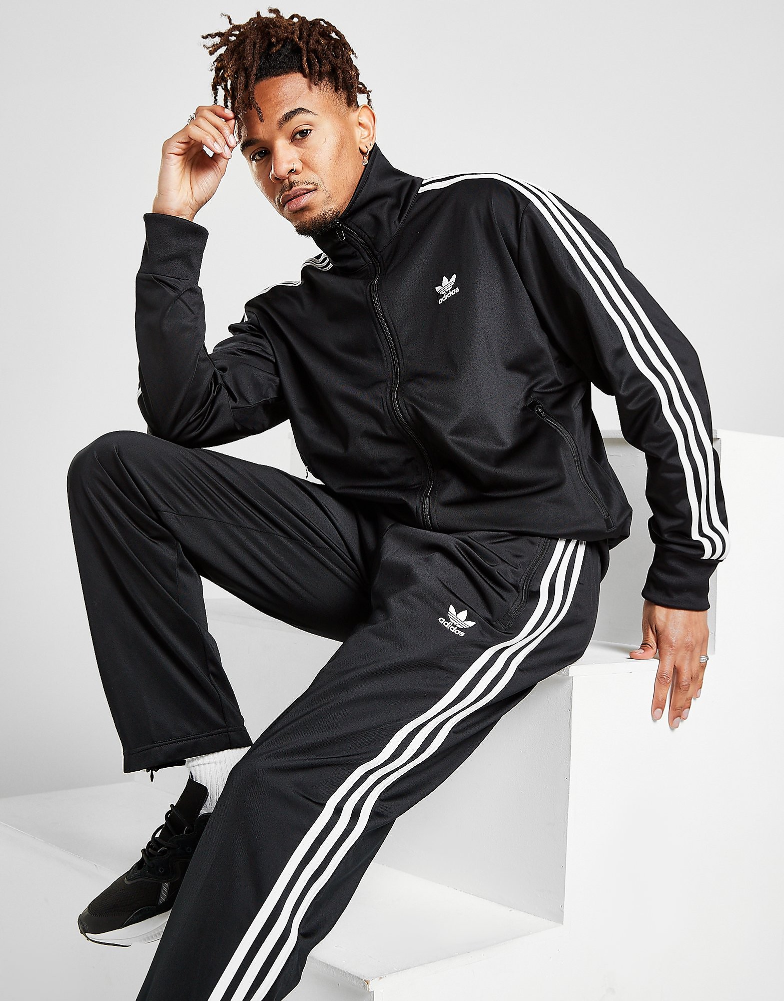 

adidas Originals Firebird Track Top - Black/White - Mens, Black/White