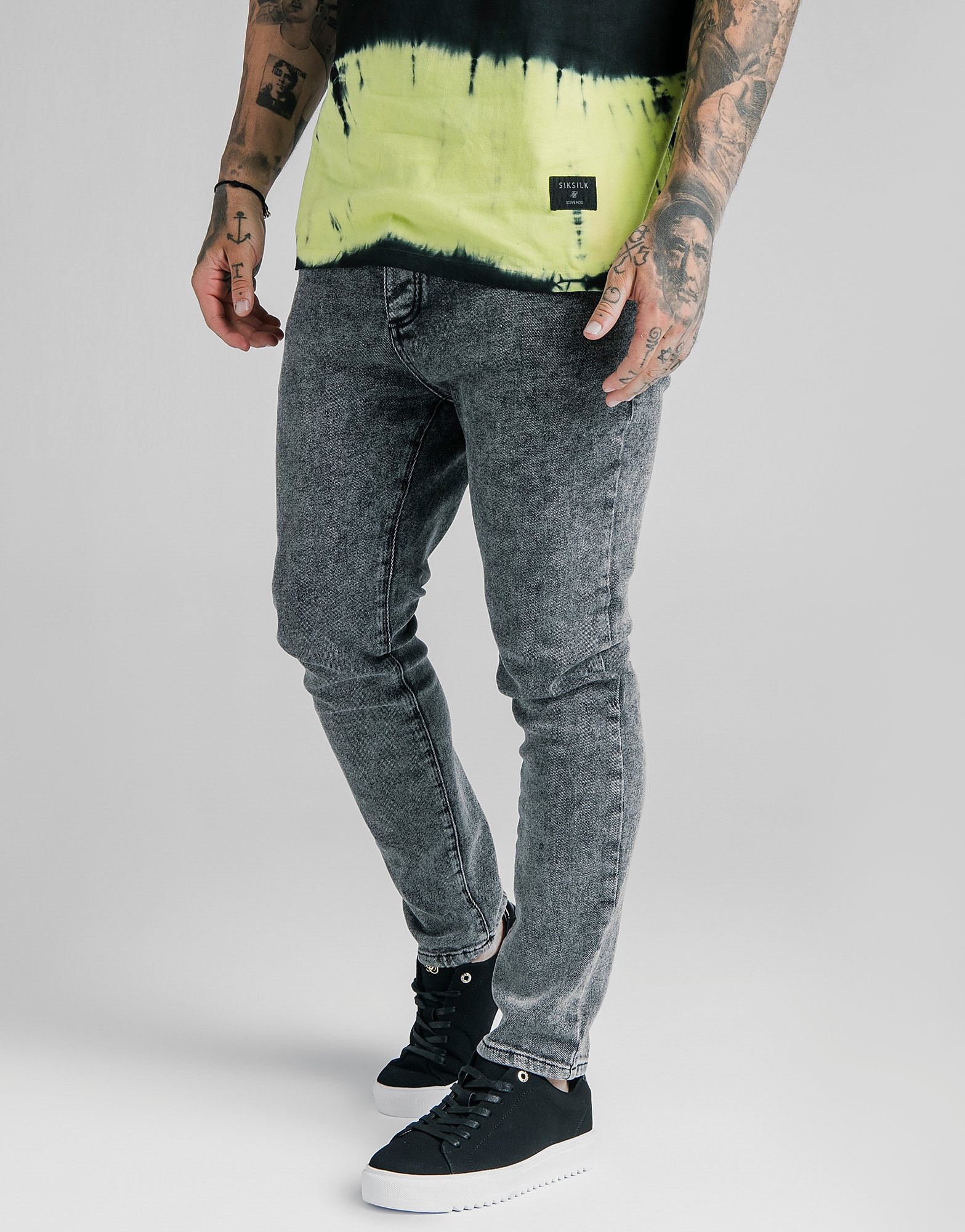 SikSilk x Steve Aoki Washed Out Jeans - Black - Mens, Black
