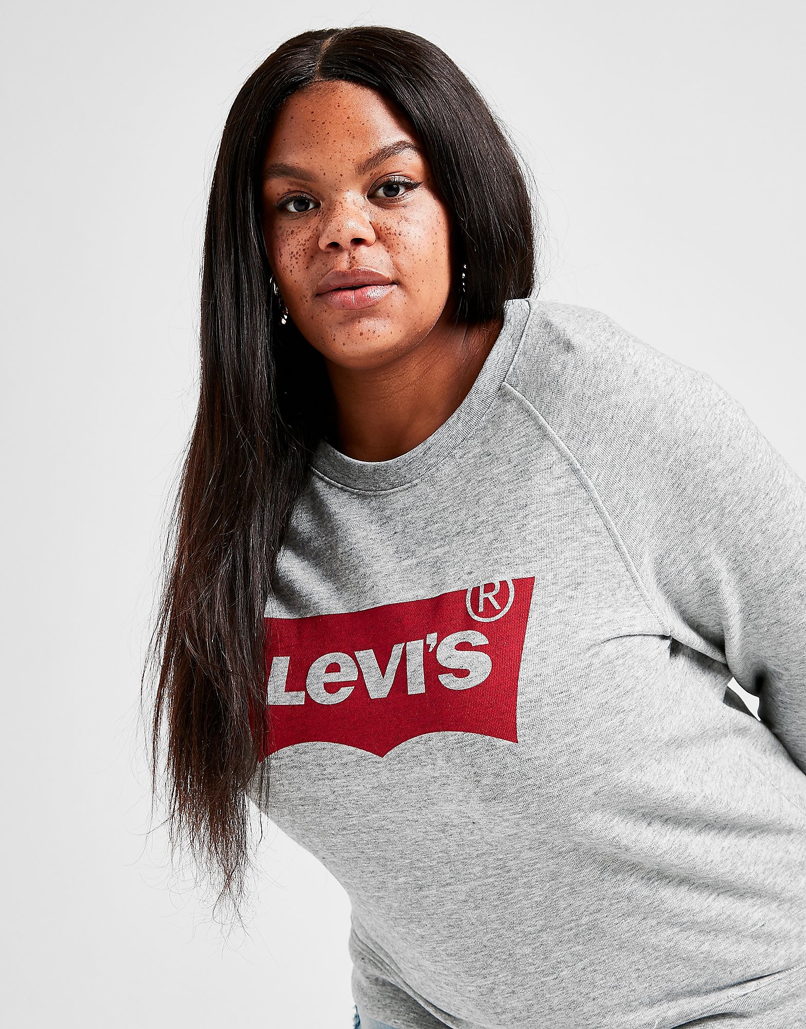 

Levis Batwing Logo Plus Size Crew Sweatshirt - Grey/Red - Womens, Grey/Red