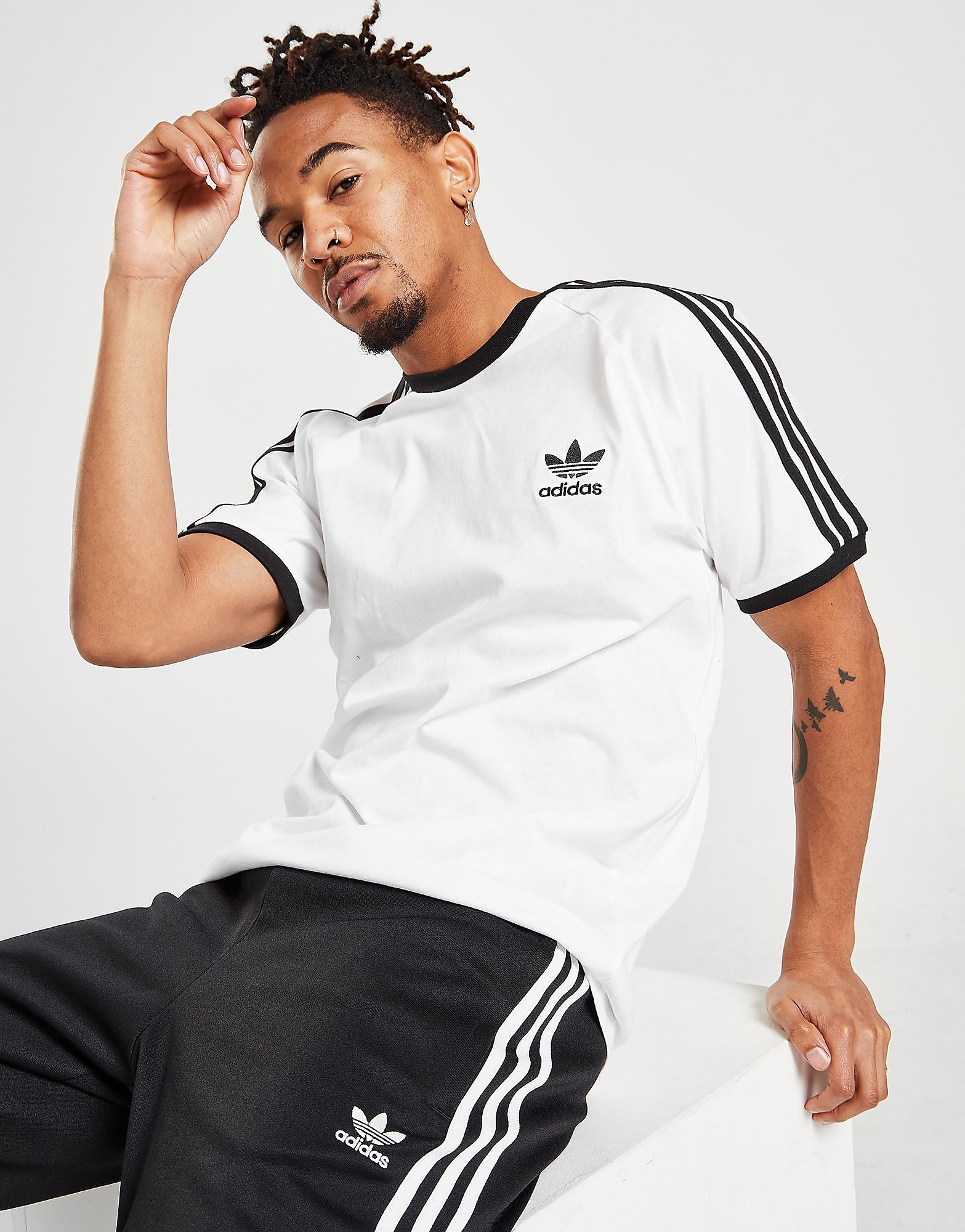 

adidas Originals 3STRIPES TEE - White/Black - Womens, White/Black