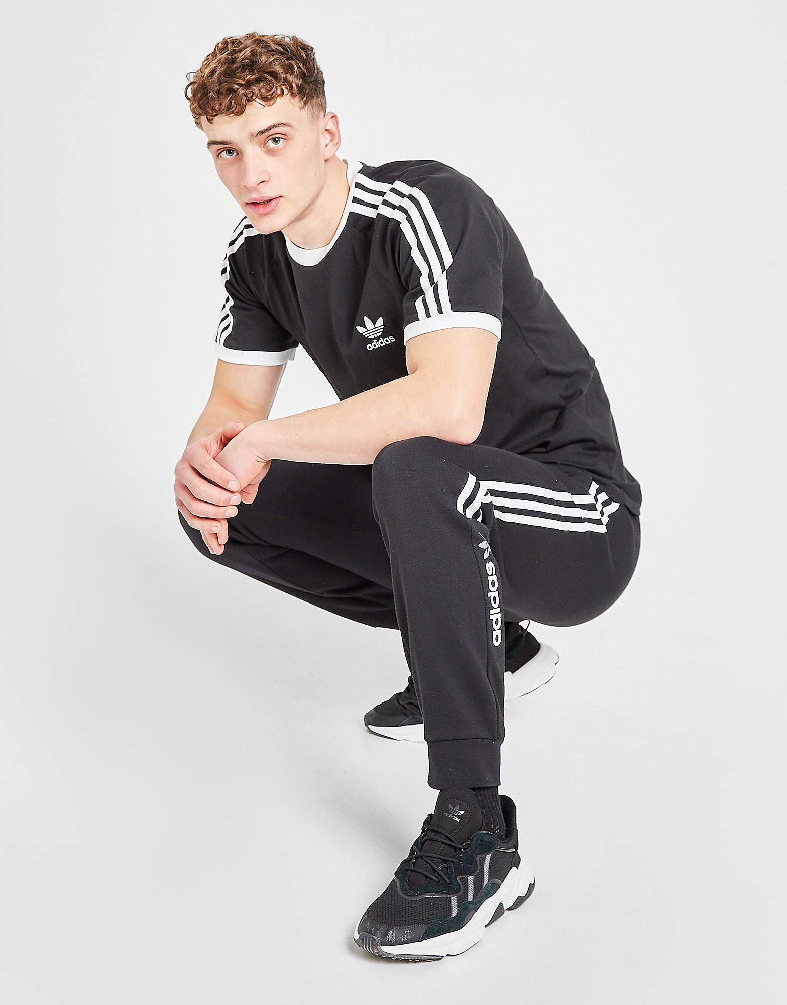 

adidas Originals California 3-Stripes T-Shirt - Black/White - Womens, Black/White