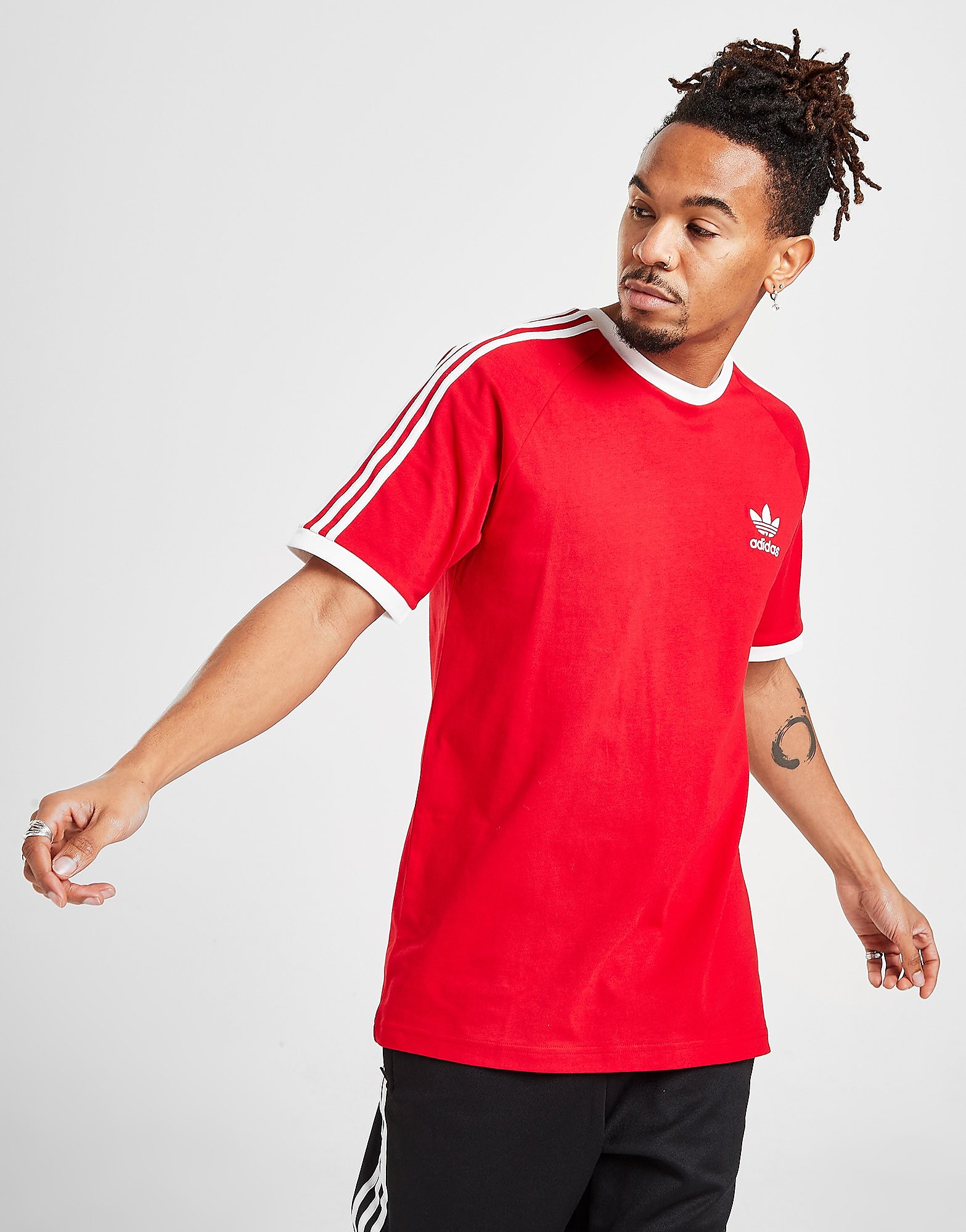 

adidas Originals California 3-Stripes T-Shirt - Scarlet/White - Womens, Scarlet/White