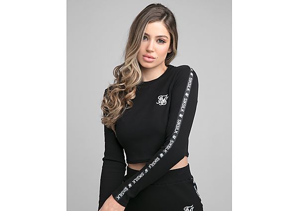 SikSilk T-Shirt Crop Rib Tape Manches Longues Femme