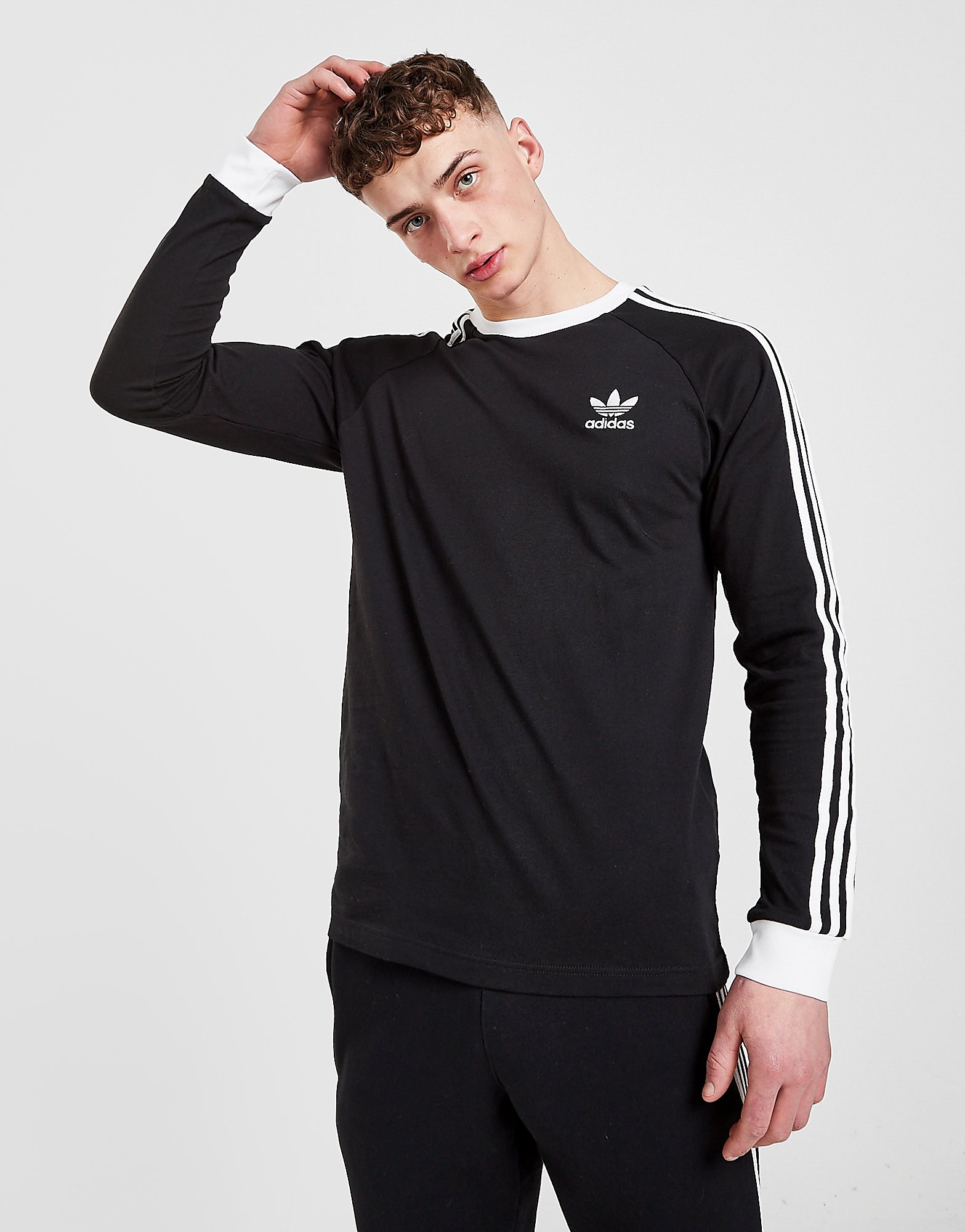 

adidas Originals California Long Sleeve T-Shirt - Black/White - Mens, Black/White