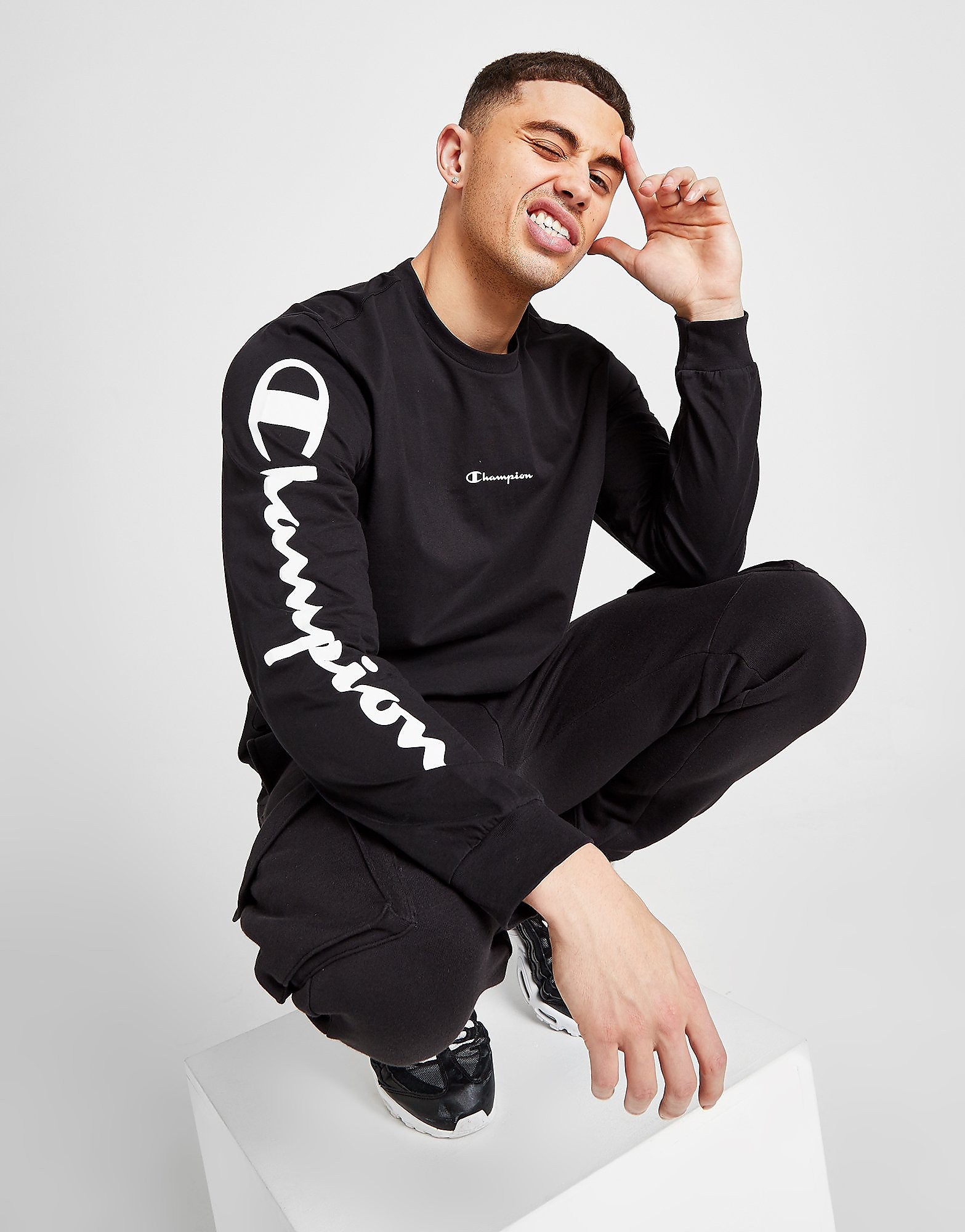 

Champion Long Sleeve T-Shirt - Only at JD - Black - Mens, Black