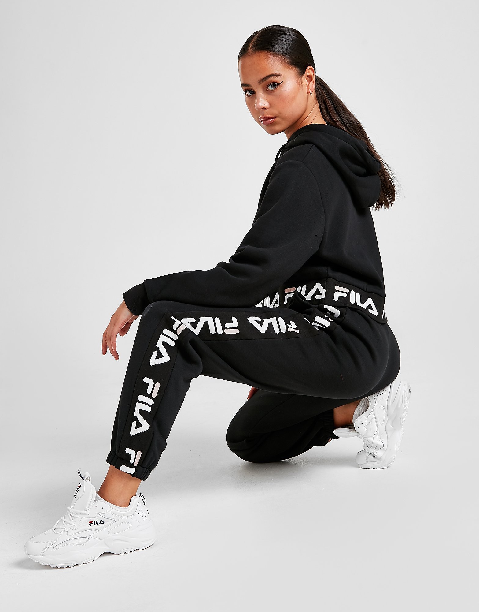 

Fila Jacquard Panel Joggers - Only at JD - Black/White - Womens, Black/White