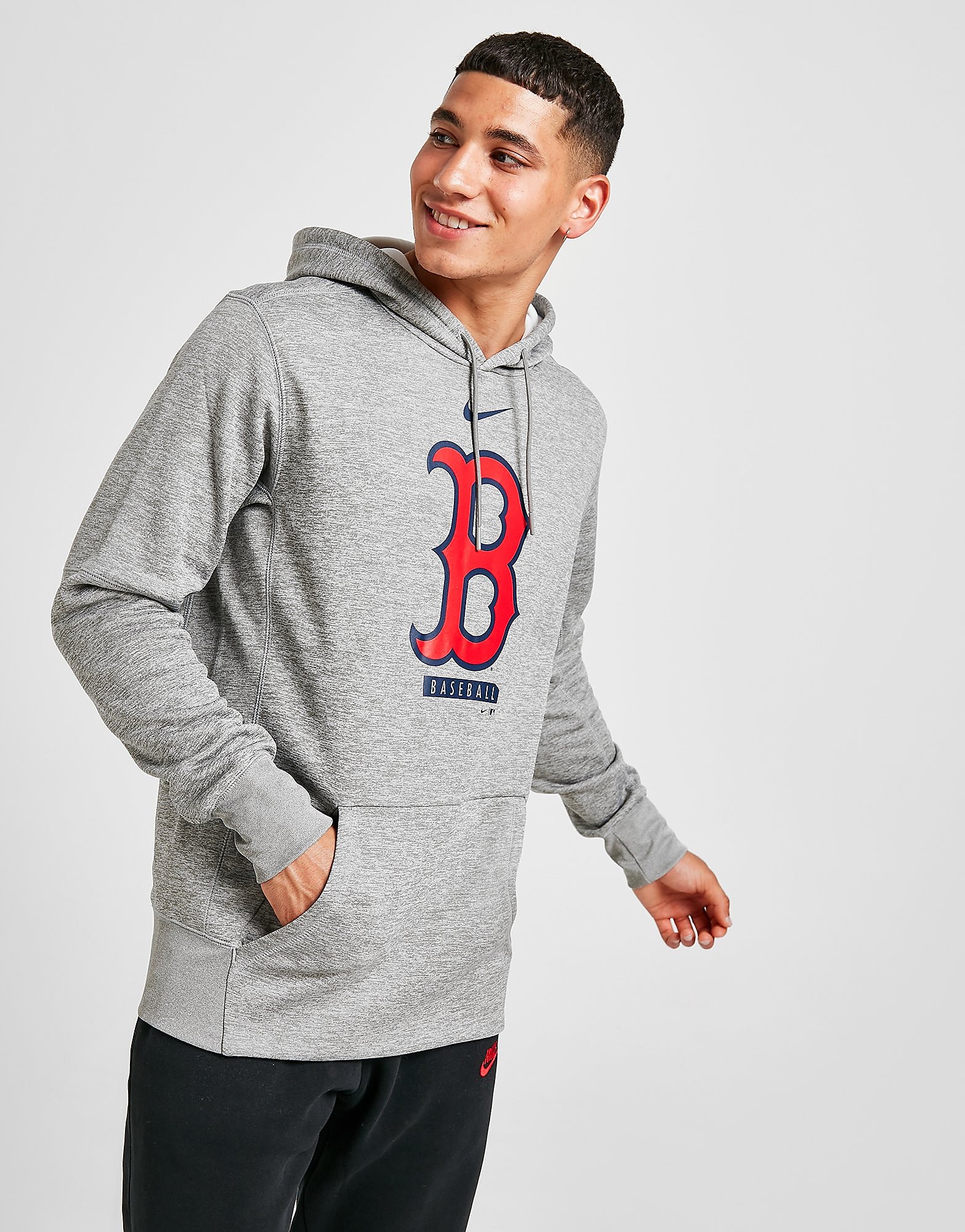 Nike Boston Red Sox Therma Performance Hoodie - Grey - Mens, Grey