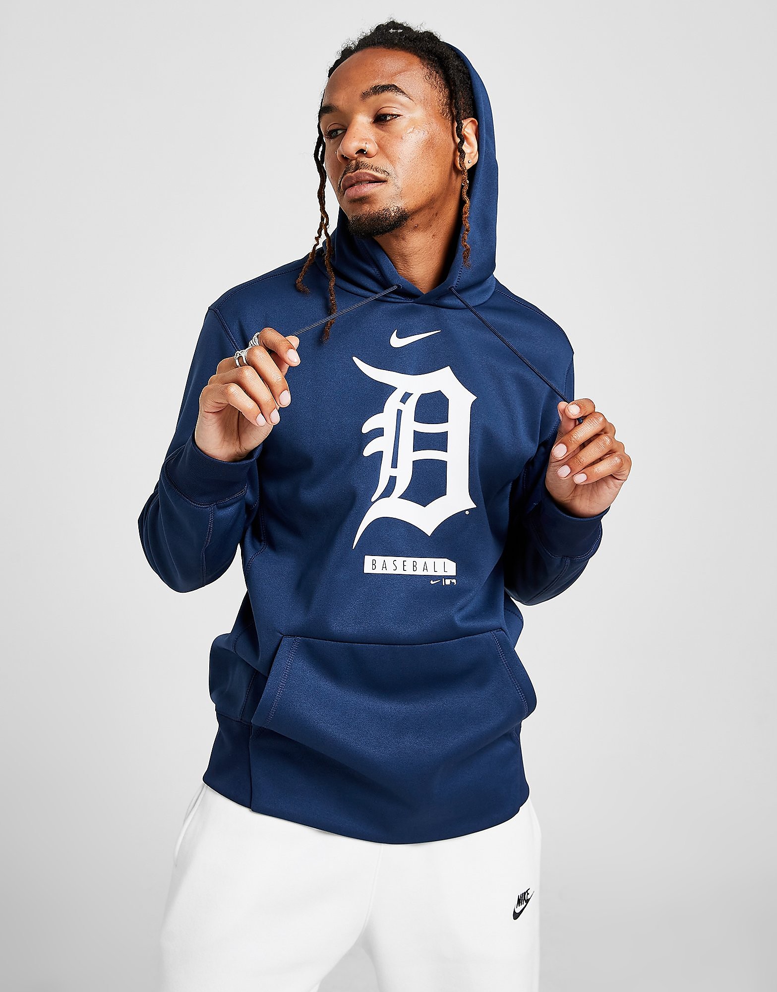 Nike MLB Detroit Lions Logo Therma Hoodie - Navy - Mens, Navy