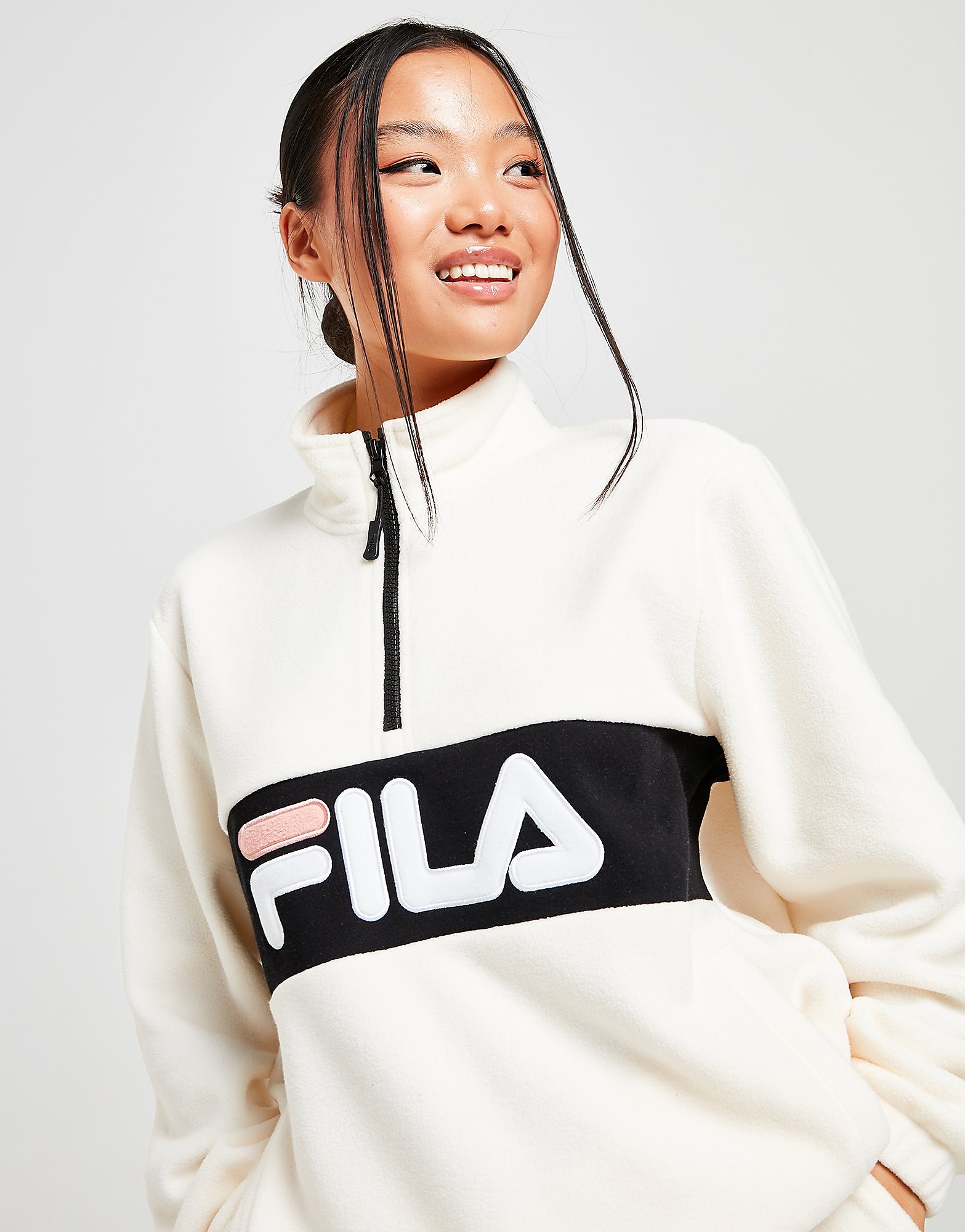 

Fila Pullover Fleece 1/4 Zip Sweatshirt - Only at JD - Cream/Black - Womens, Cream/Black