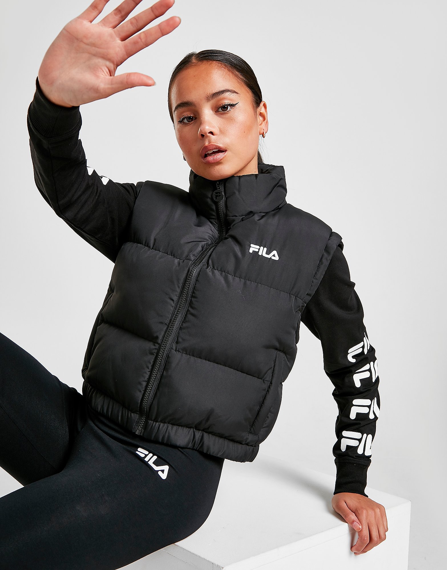 

Fila Logo Padded Gilet - Only at JD - Black - Womens, Black