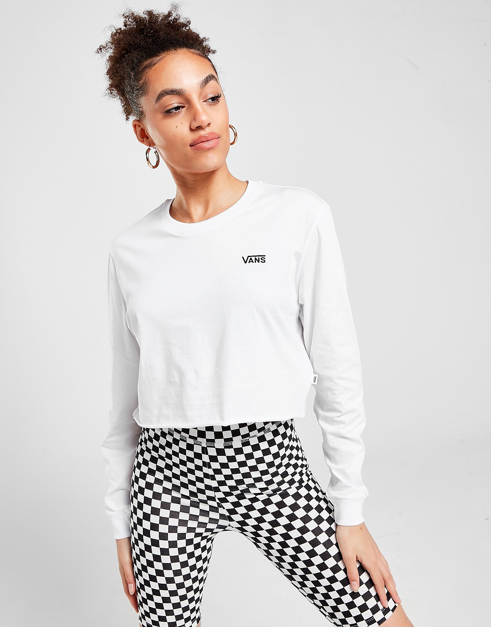 

Vans Core Small Logo Long Sleeve Crop T-Shirt - White - Womens, White