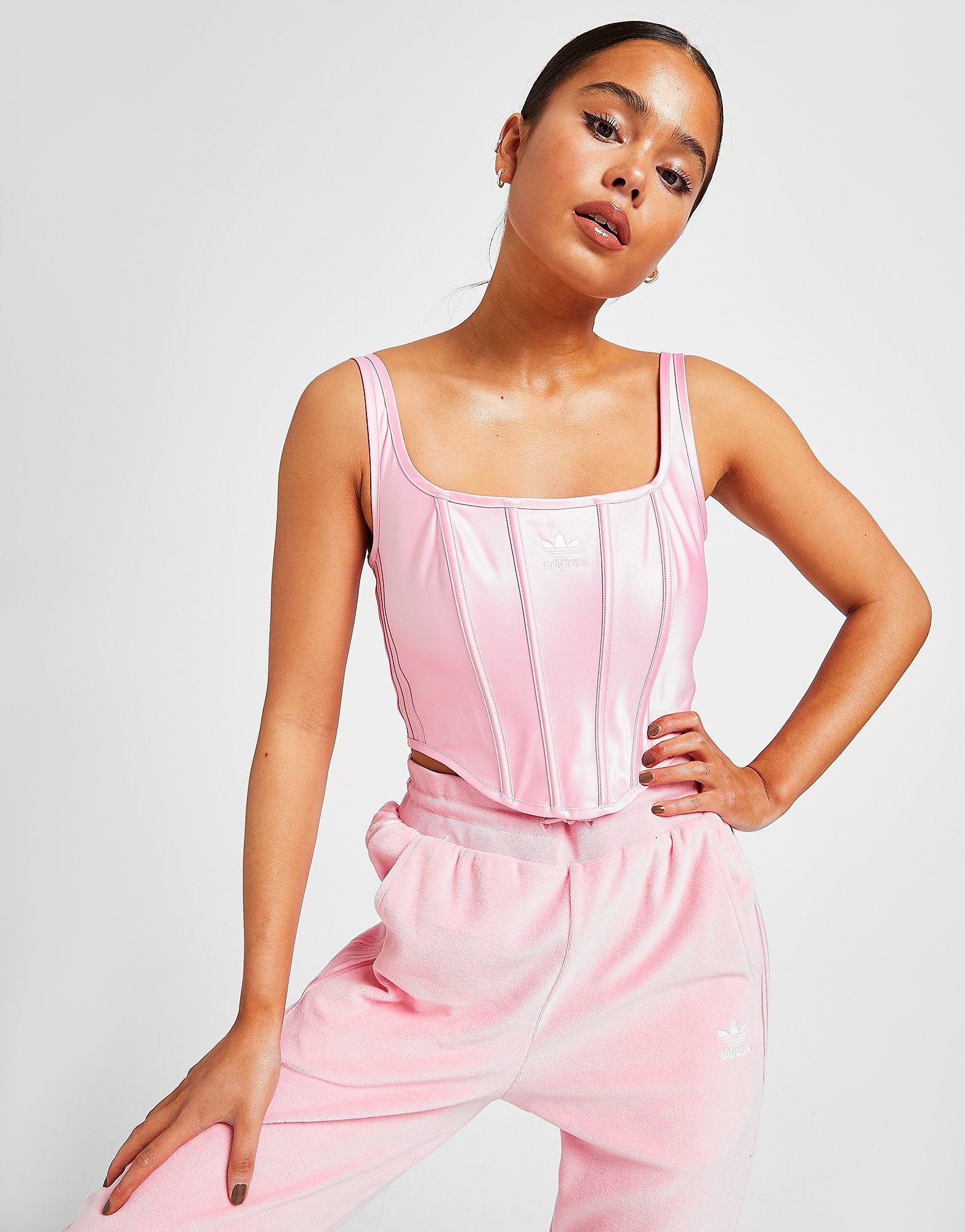 

adidas Originals 3-Stripes Satin Corset - Light Pink - Womens, Light Pink