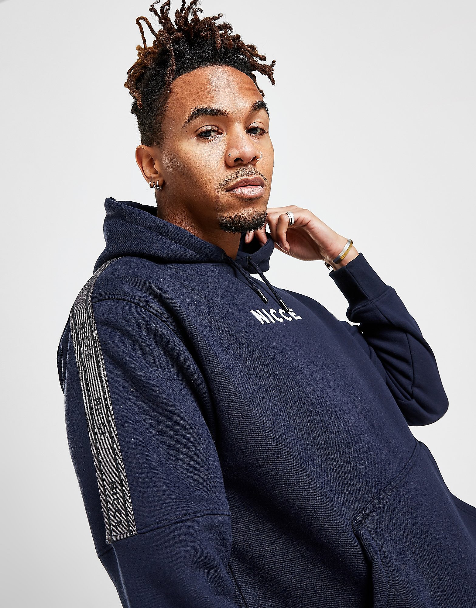 Nicce Tonal Tape Hoodie - Only at JD - Blue - Mens, Blue