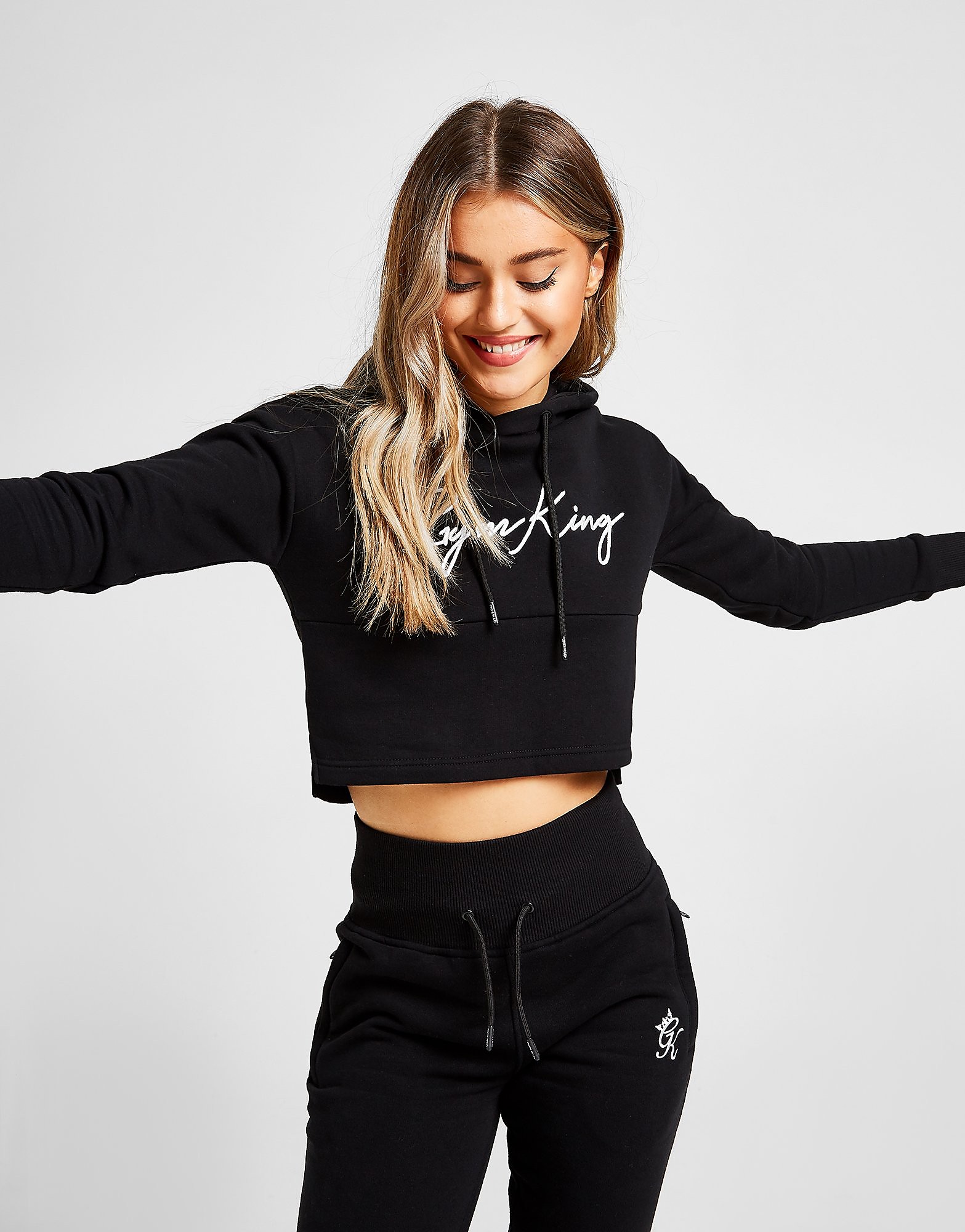 

Gym King Sky Crop Logo Hoodie - Black - Womens, Black