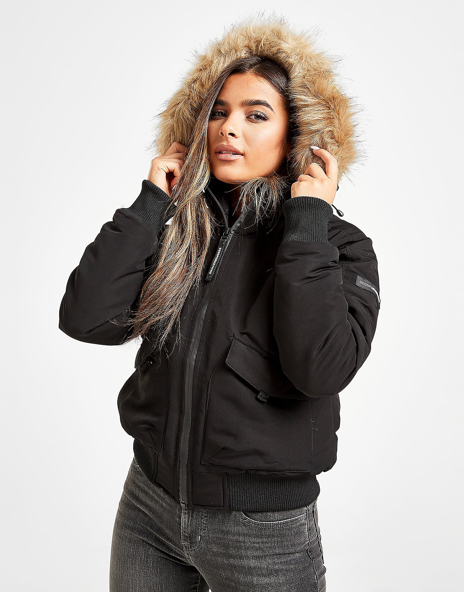 

Good For Nothing Fortitude Fur Hooded Jacket - Black - Womens, Black