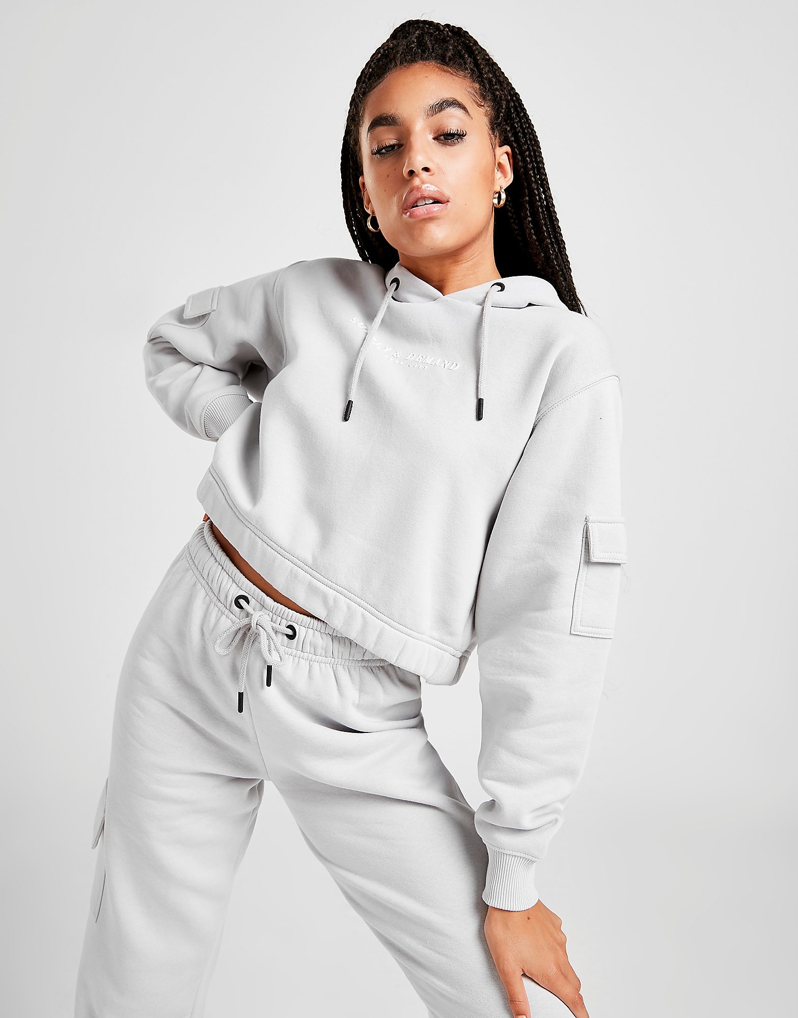 

Supply & Demand Cargo Crop Overhead Hoodie - Grey - Womens, Grey