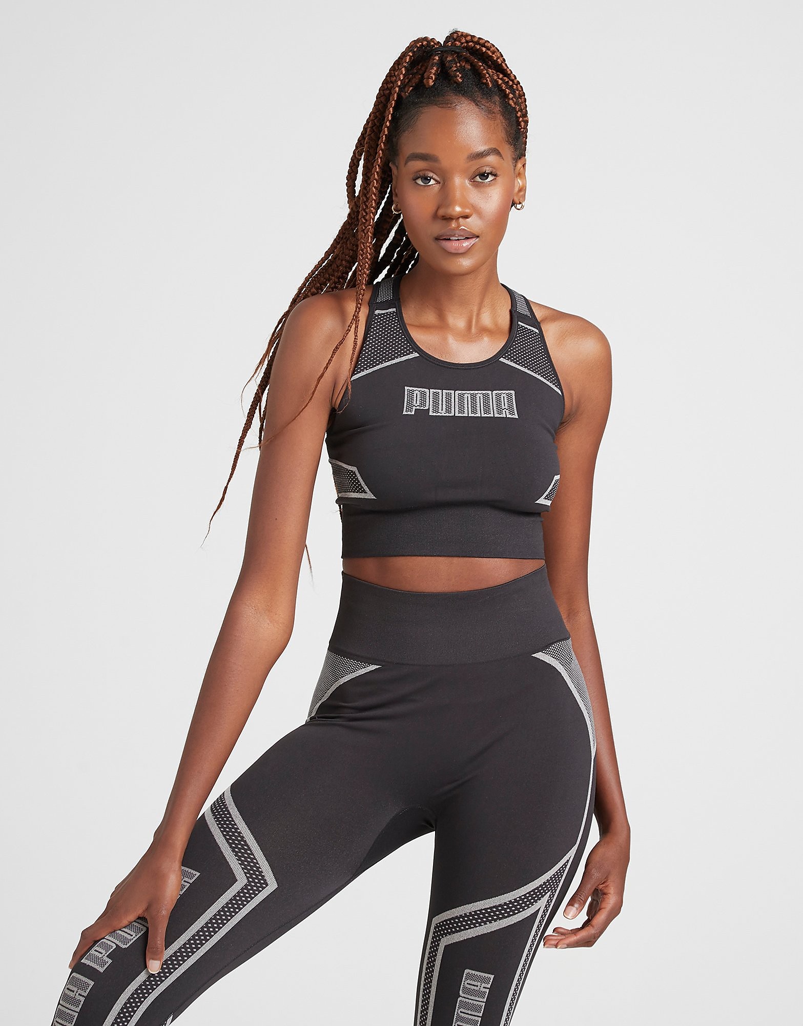 

Puma evoKNIT Seamless Crop Tank Top - Black/White - Womens, Black/White