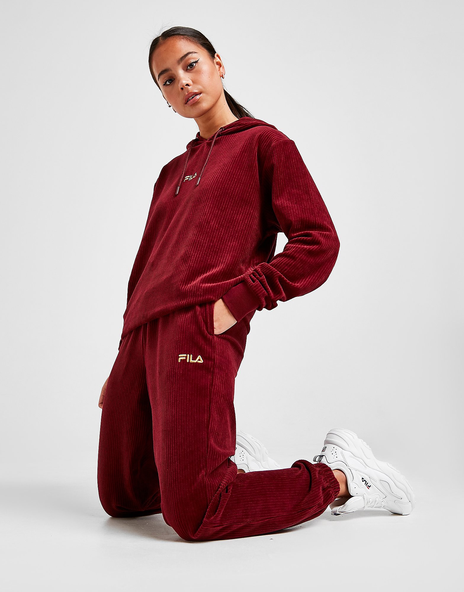 

Fila Velvet Ribbed Joggers - Only at JD - Burgundy/Gold - Womens, Burgundy/Gold