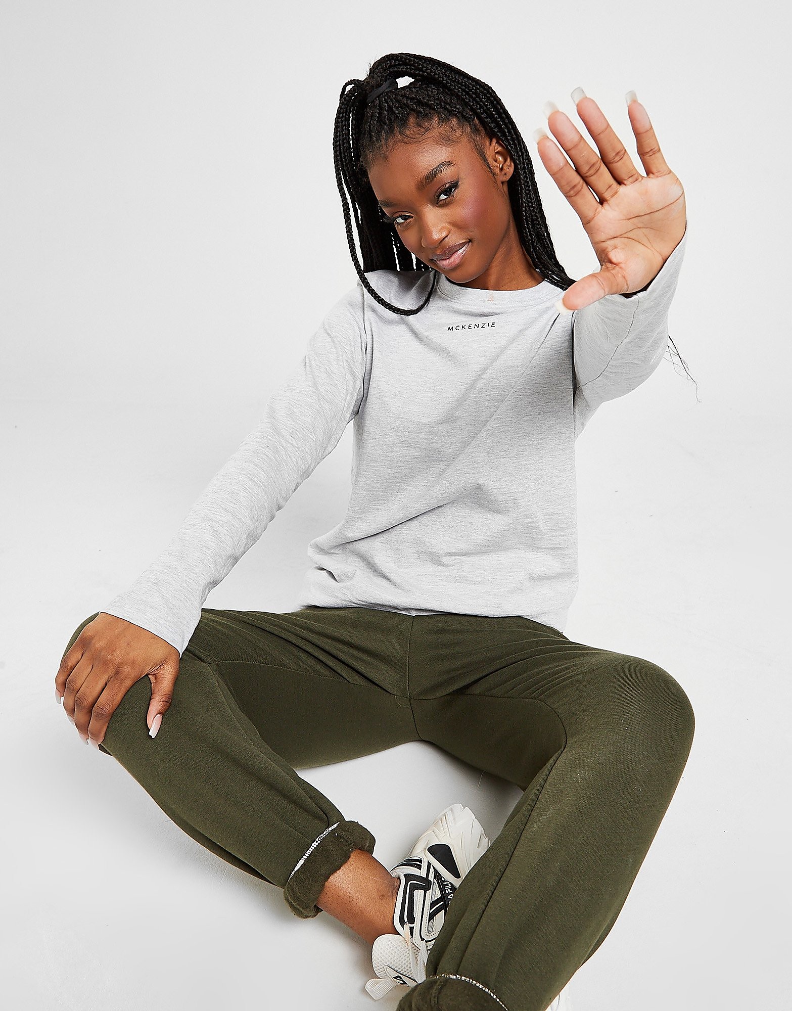 

McKenzie Essential Long Sleeve T-Shirt - Grey - Womens, Grey