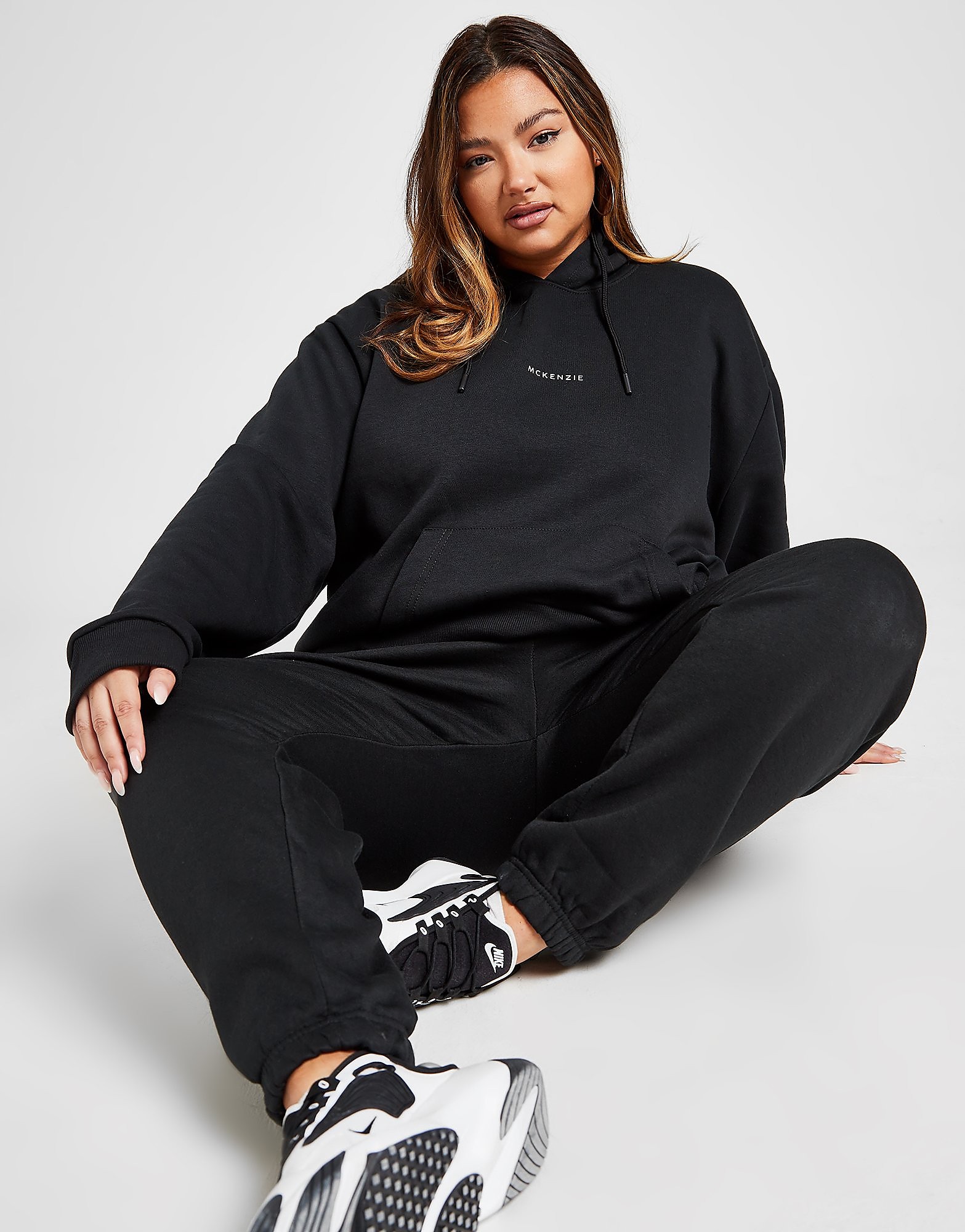 

McKenzie Essential Plus Size Boyfriend Overhead Hoodie - Black/White - Womens, Black/White