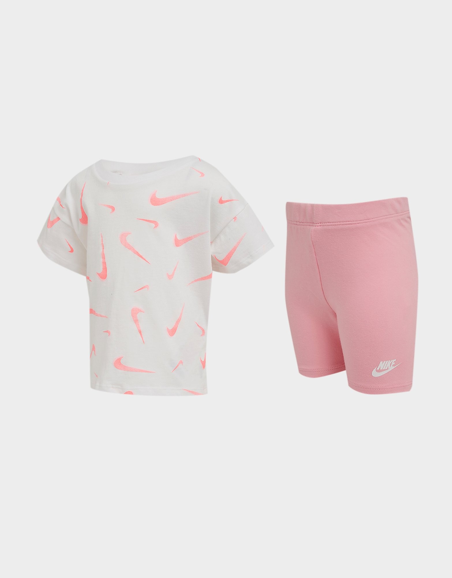 Nike Girls' Swoosh T-Shirt/Cycle Shorts Set Infant - Only at JD - Pink/White - Kids, Pink/White