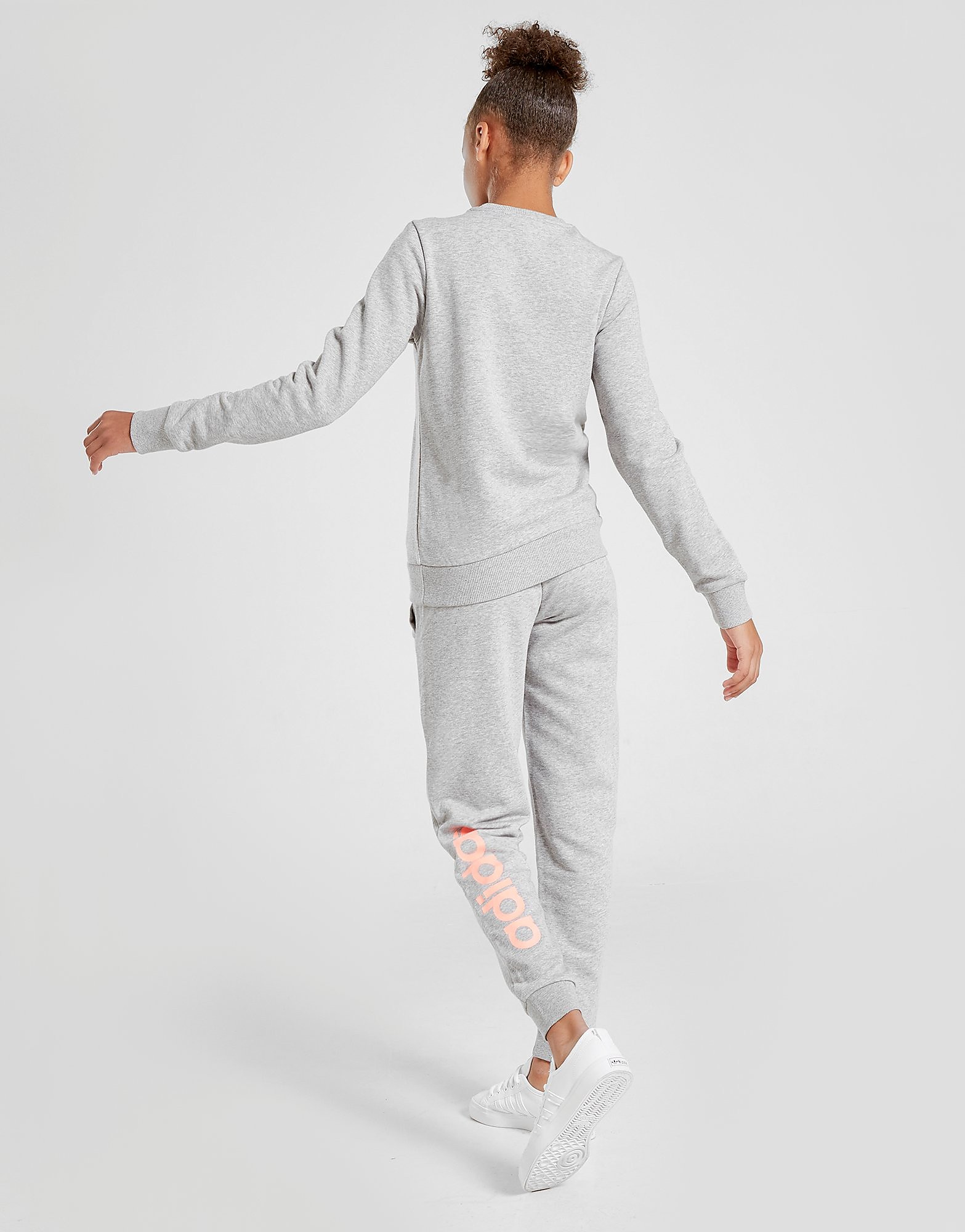 

adidas Girls' Linear Joggers Junior - Medium Grey Heather/Pink - Kids, Medium Grey Heather/Pink