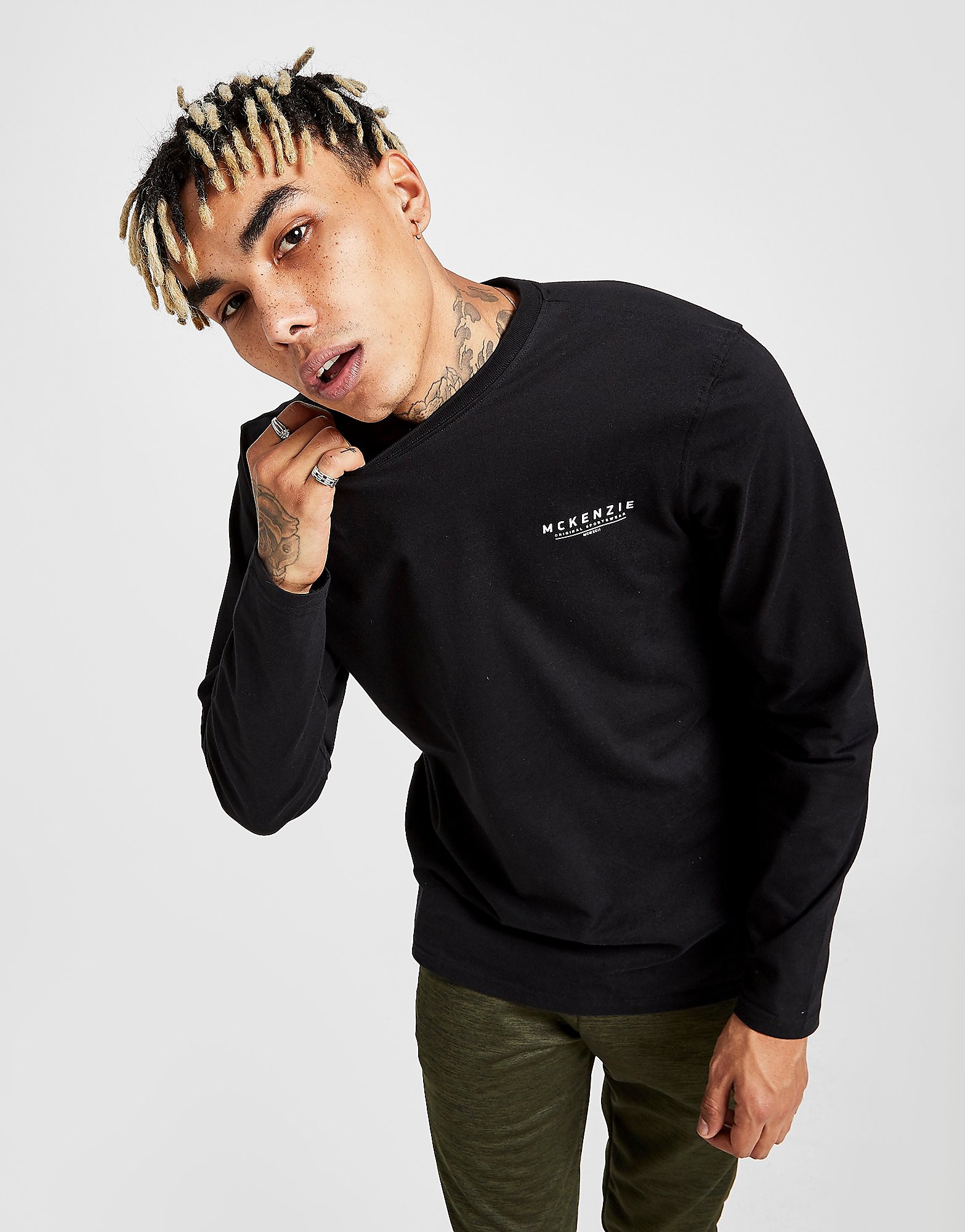 

McKenzie Essential Long Sleeve T-Shirt - Only at JD - Black - Mens, Black