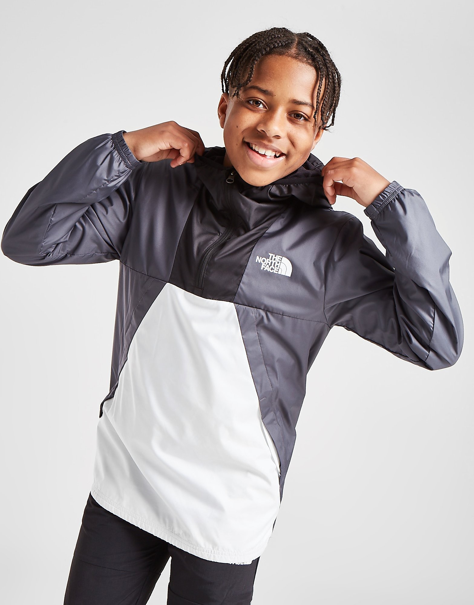 The north face 1/4 zip windbreaker colour block jacket junior - only at jd - kids, harmaa, the north face