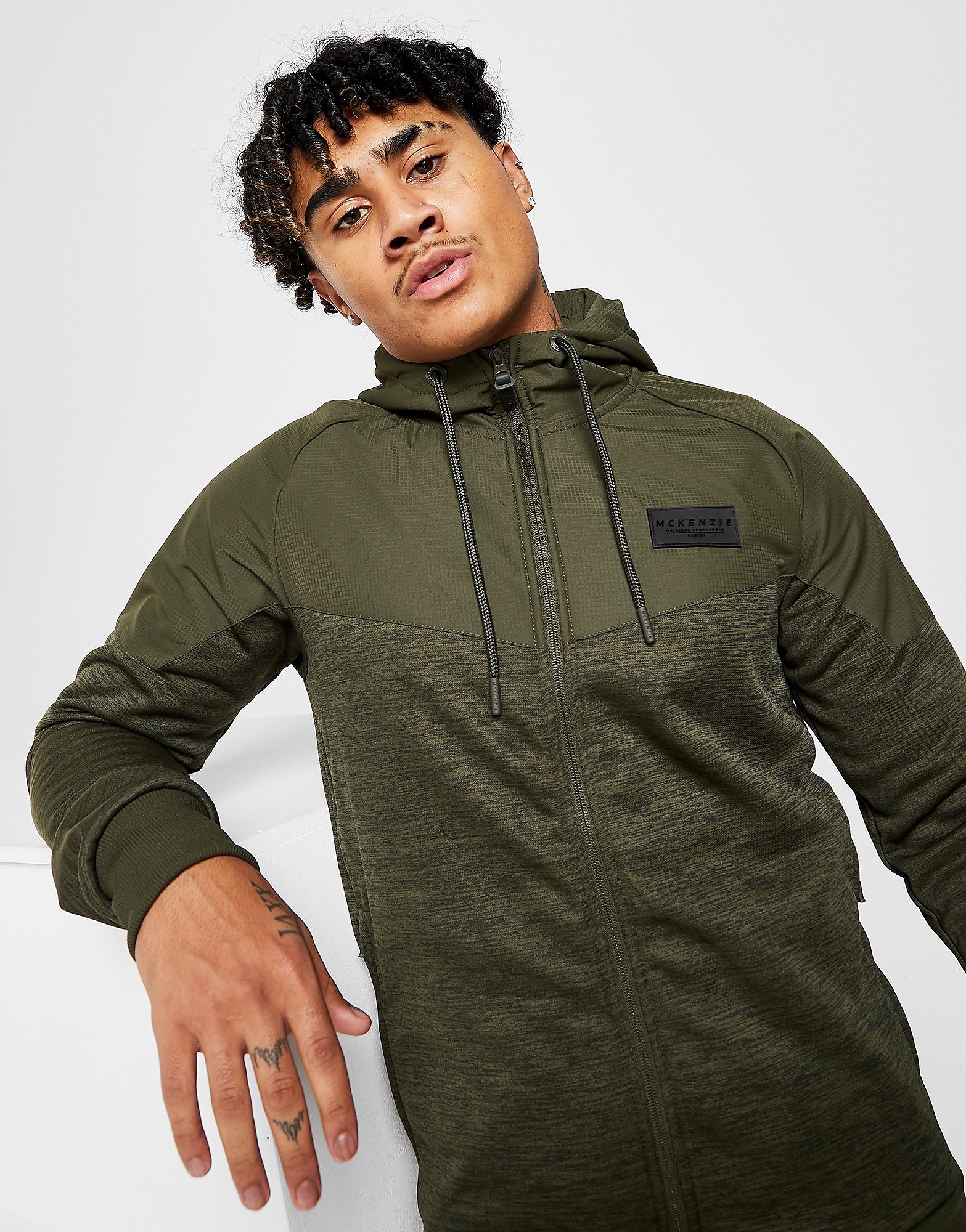 

McKenzie Hermon Poly Zip Through Hoodie - Only at JD - Green - Mens, Green