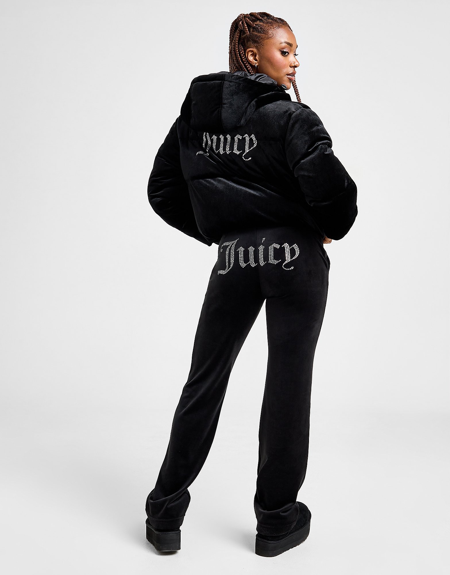 

JUICY COUTURE Diamante Velour Track Pants - Only at JD - Black - Womens, Black