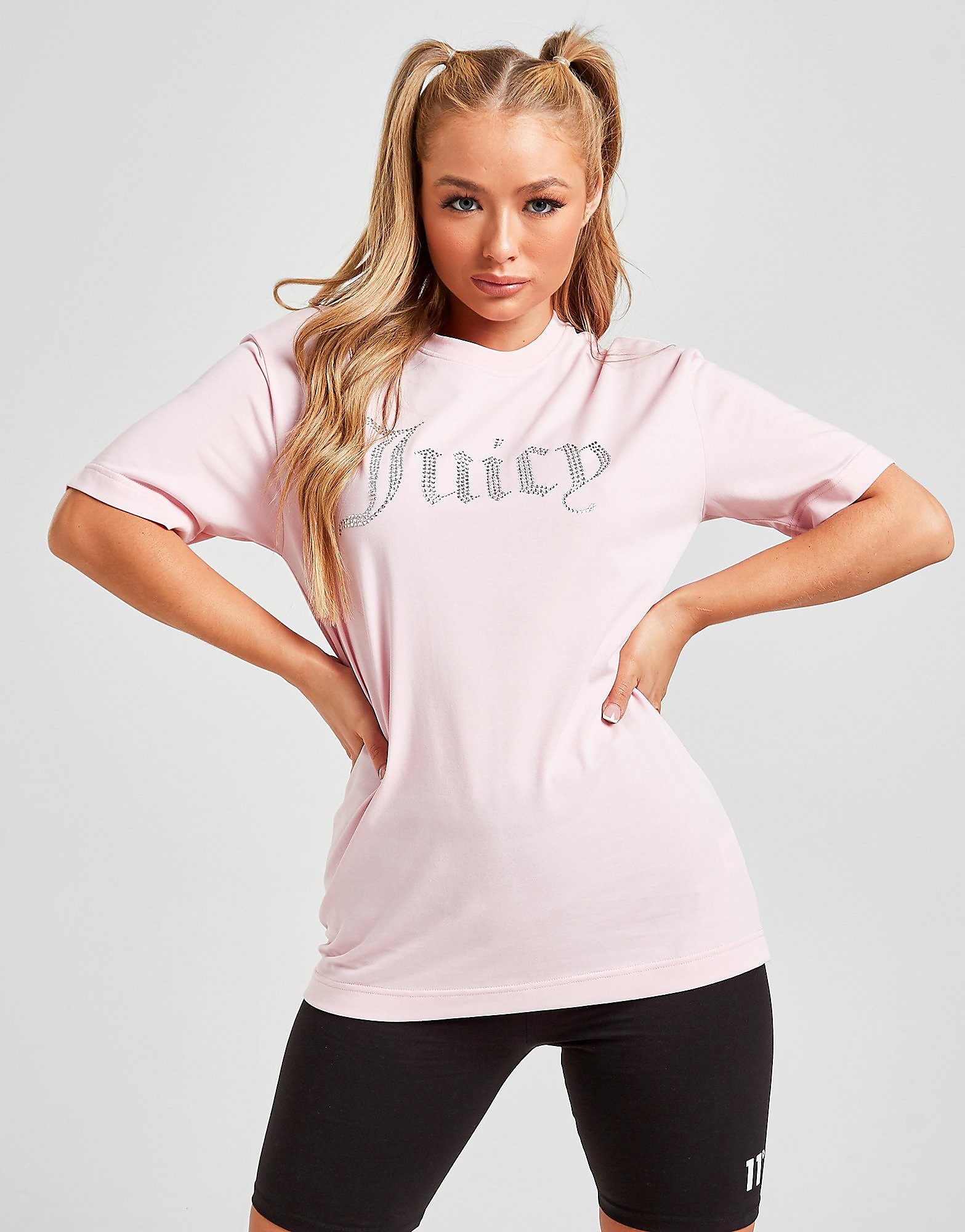 

JUICY COUTURE Diamante Logo Boyfriend T-Shirt - Only at JD - Pink - Womens, Pink