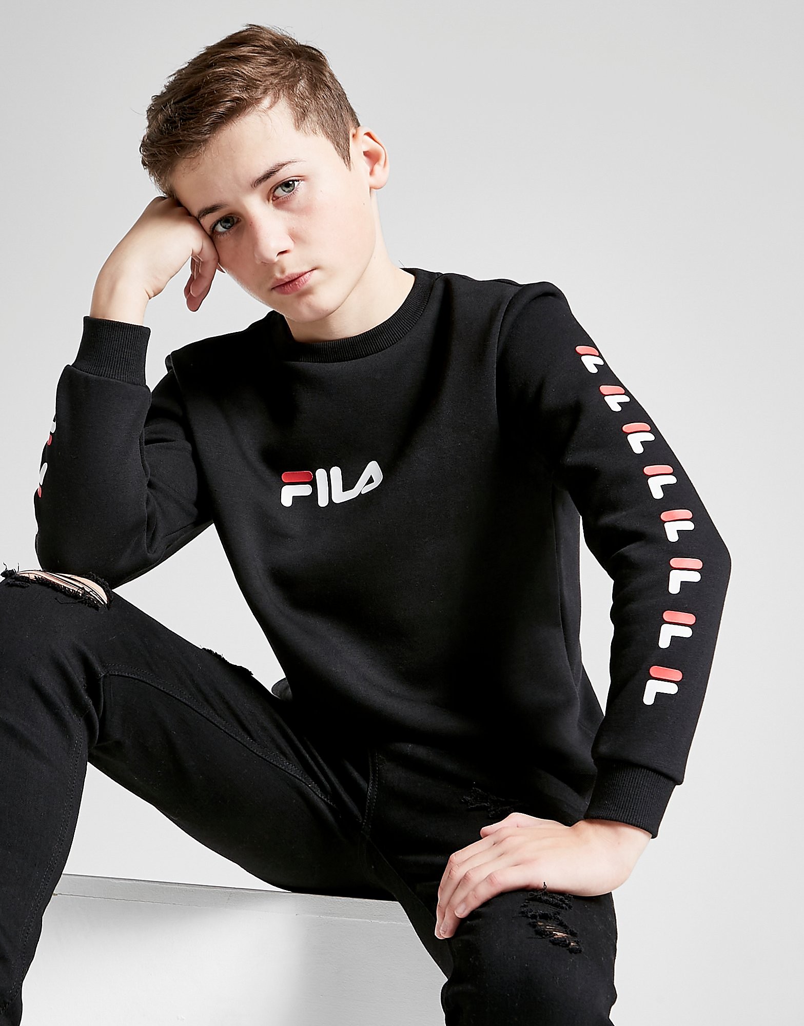 

Fila Sebastian Repeat Fleece Crew Sweatshirt Junior - Only at JD - Black - Kids, Black
