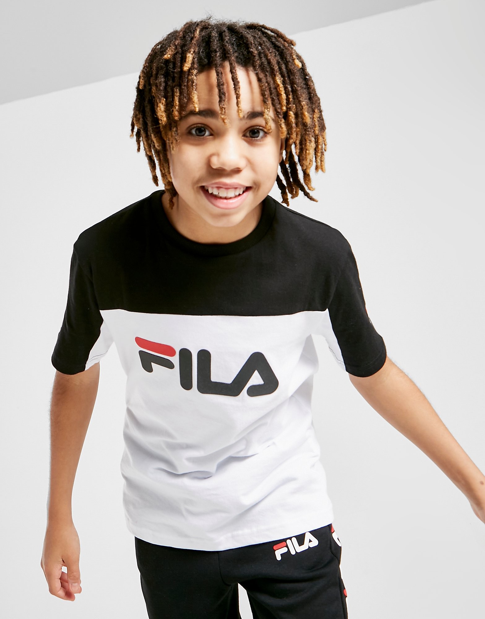 

Fila Lucas Repeat F Logo T-Shirt Junior - Only at JD - White/Black - Kids, White/Black