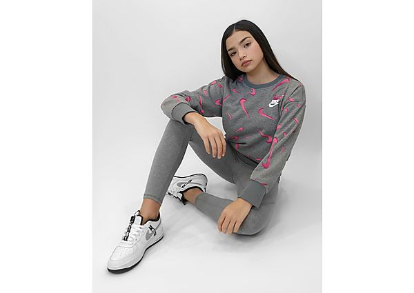 Nike Haut en molleton imprimé Nike Sportswear pour Fille plus âgée - Carbon Heather/White, Carbon He
