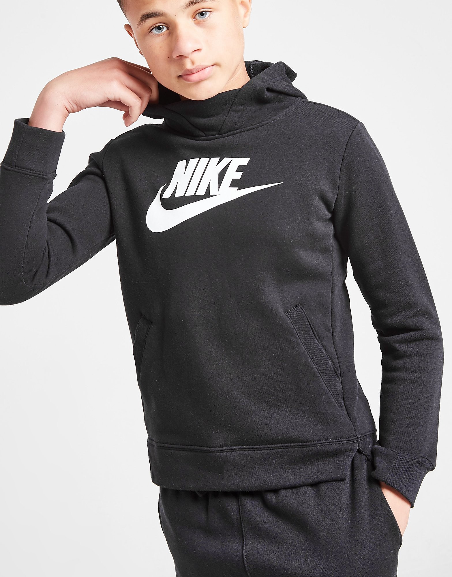 

Nike Girls' Futura Overhead Hoodie Junior - Black/White - Kids, Black/White